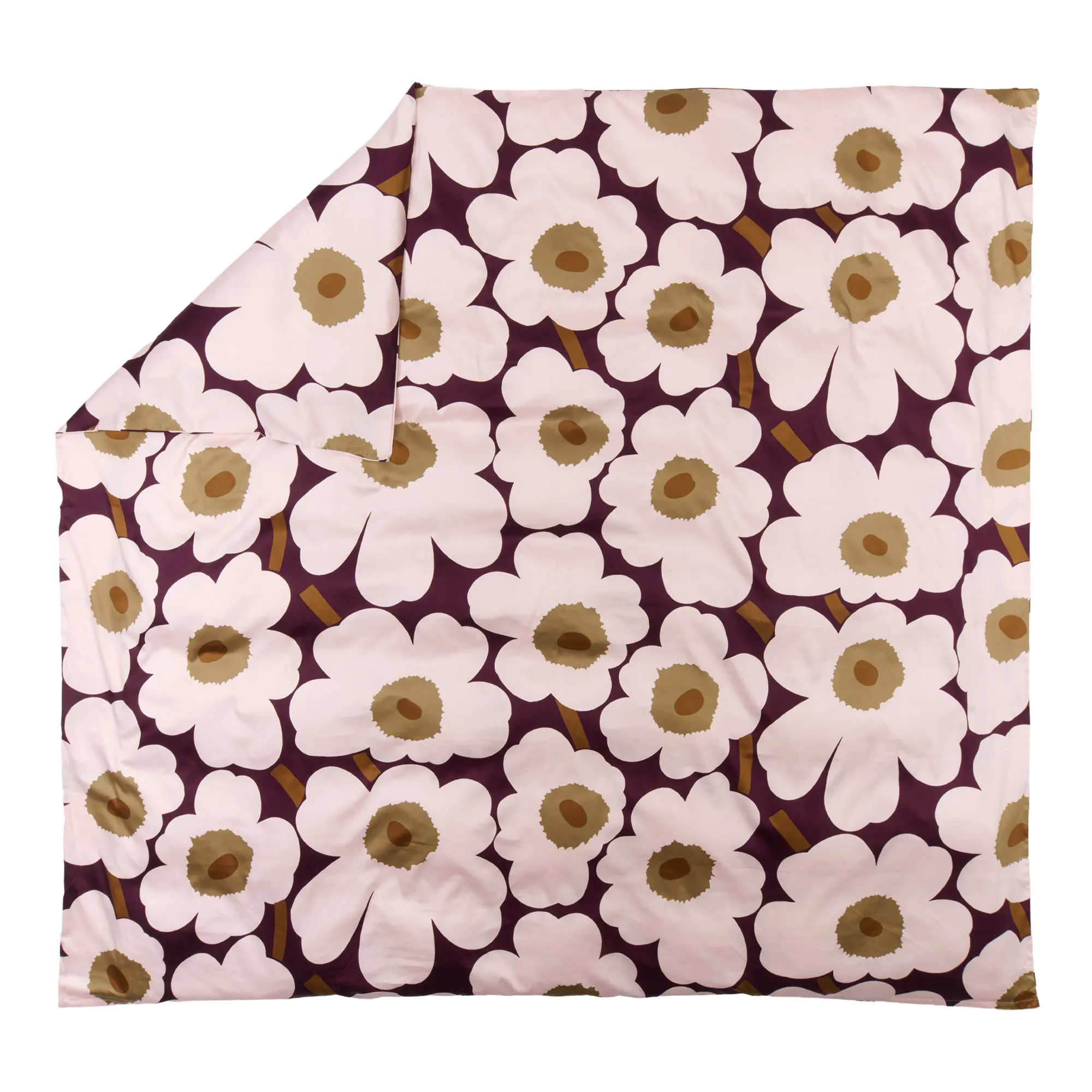 Unikko dynetrekk plomme/rosa/elmwood/toffee