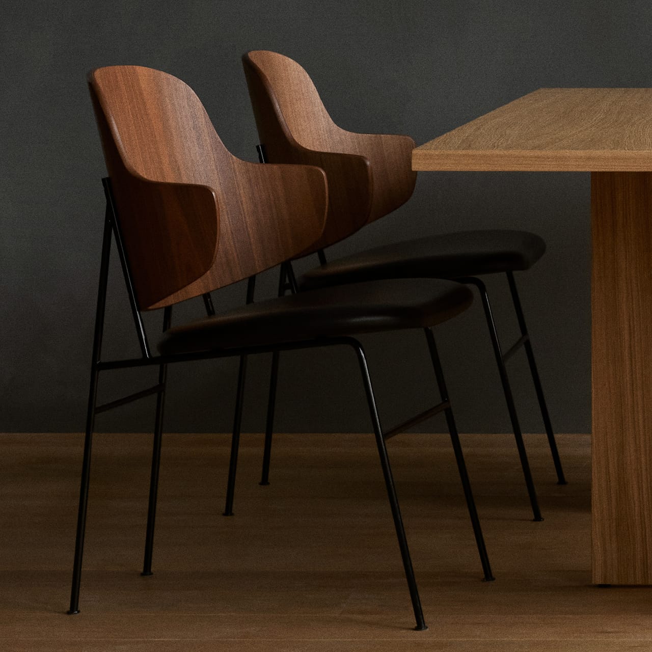 The Penguin Dining Chair Walnut - Seat Upholstered