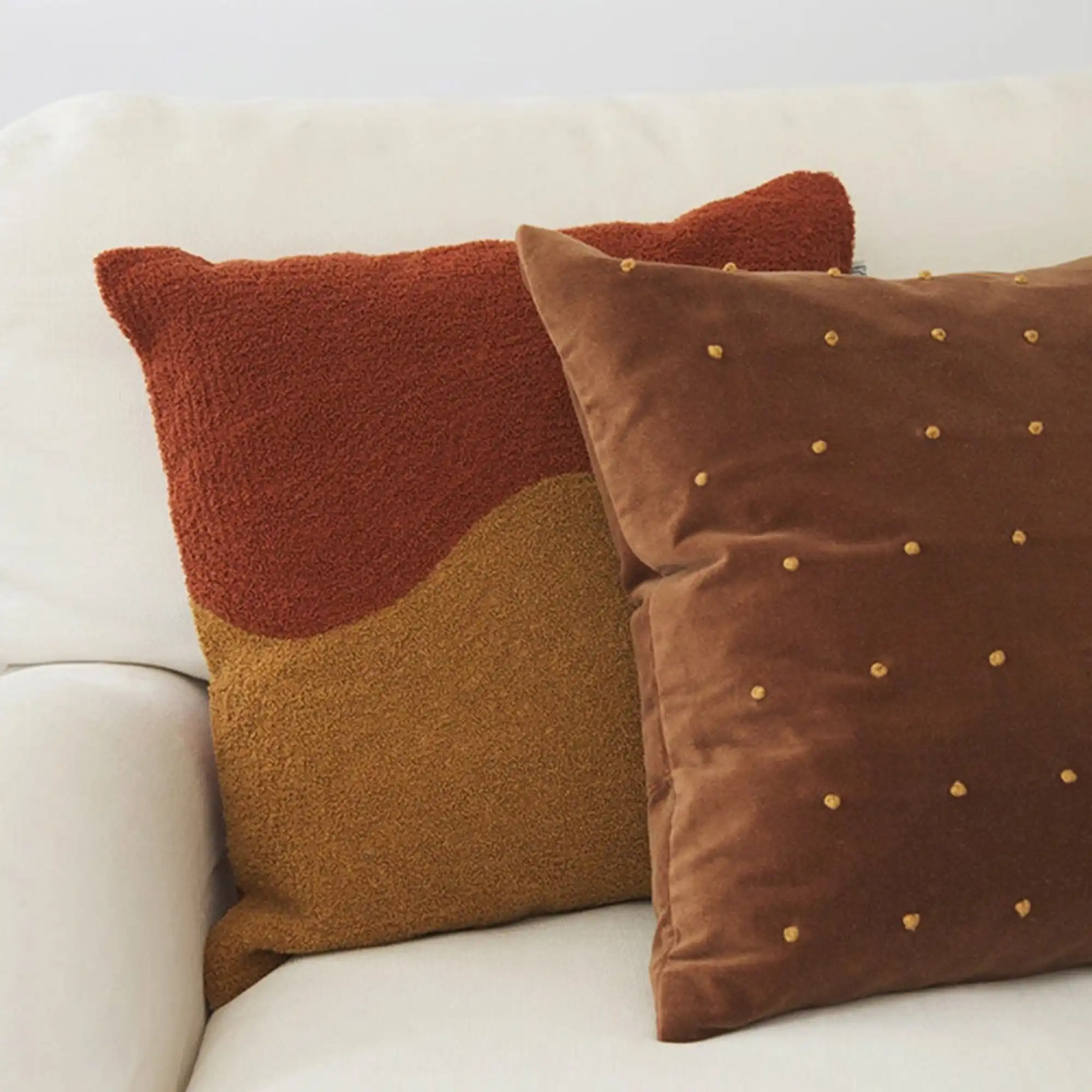 Yogi Cushion Cover - Amber/Off White