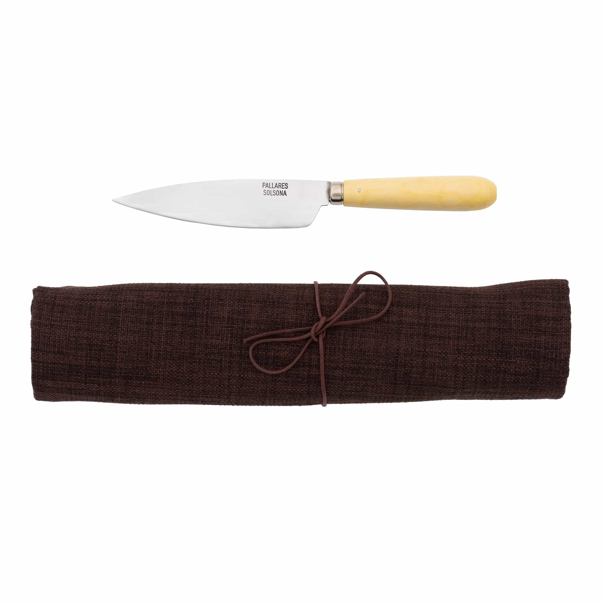 Tradisjonelle kjøkkenkniver i karbonstål / brunt sett