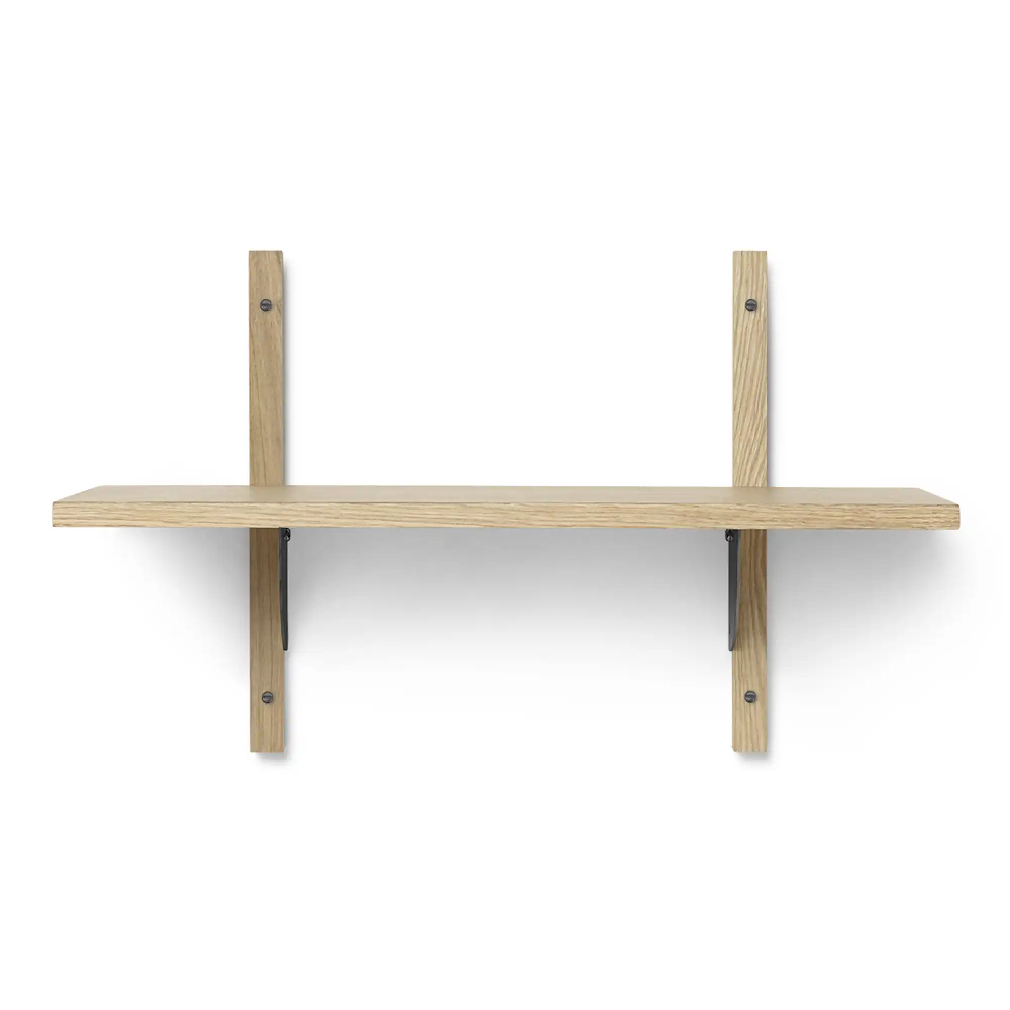 Sector Shelf Single Narrow Oak / Black Brass