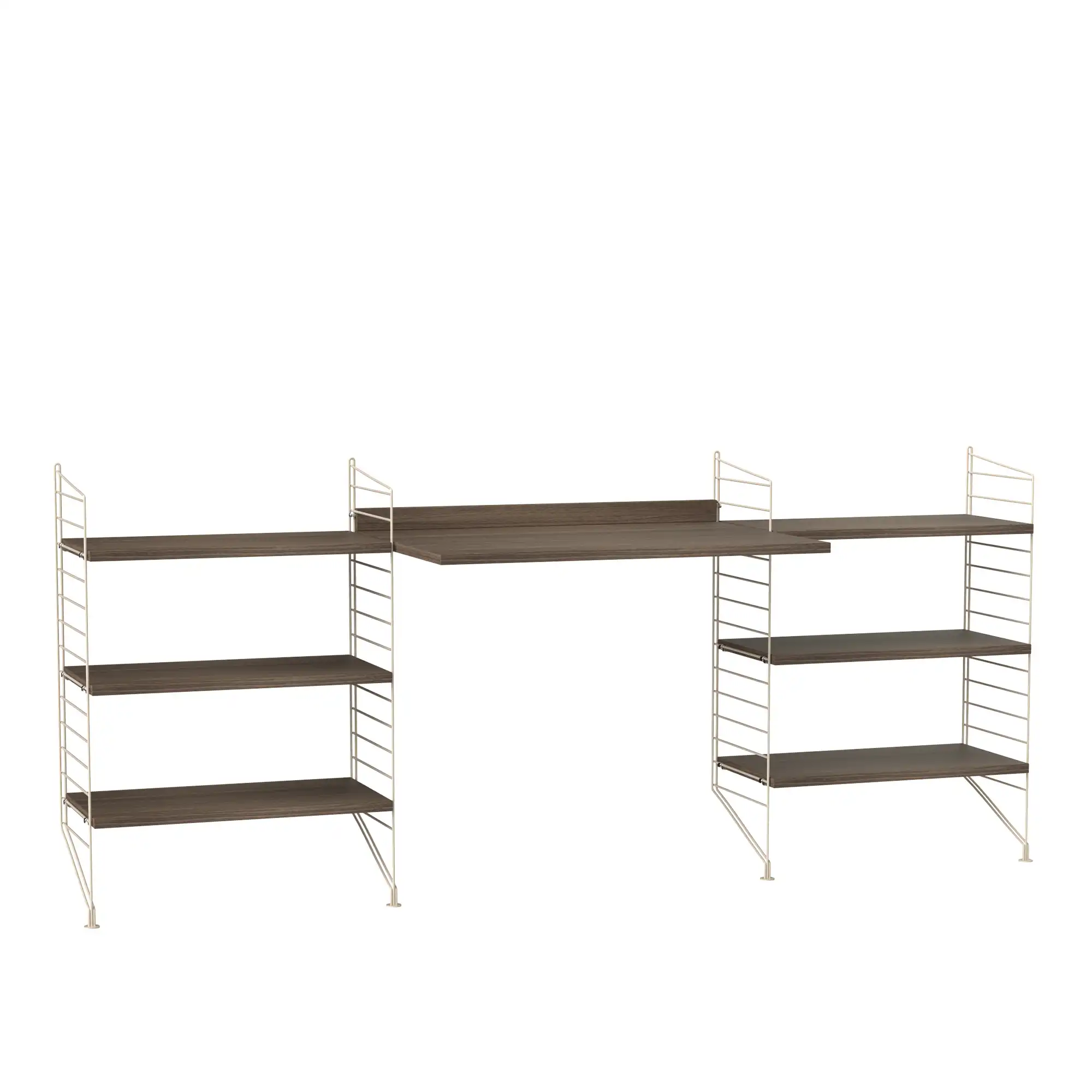 Kontor hyllesystem D valnøtt/beige