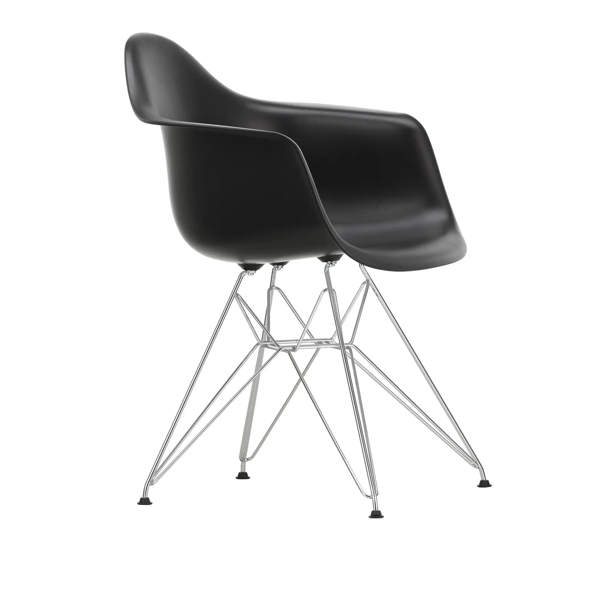 Eames Plastic Armchair DAR - 12 Deep Black - Chrome Base