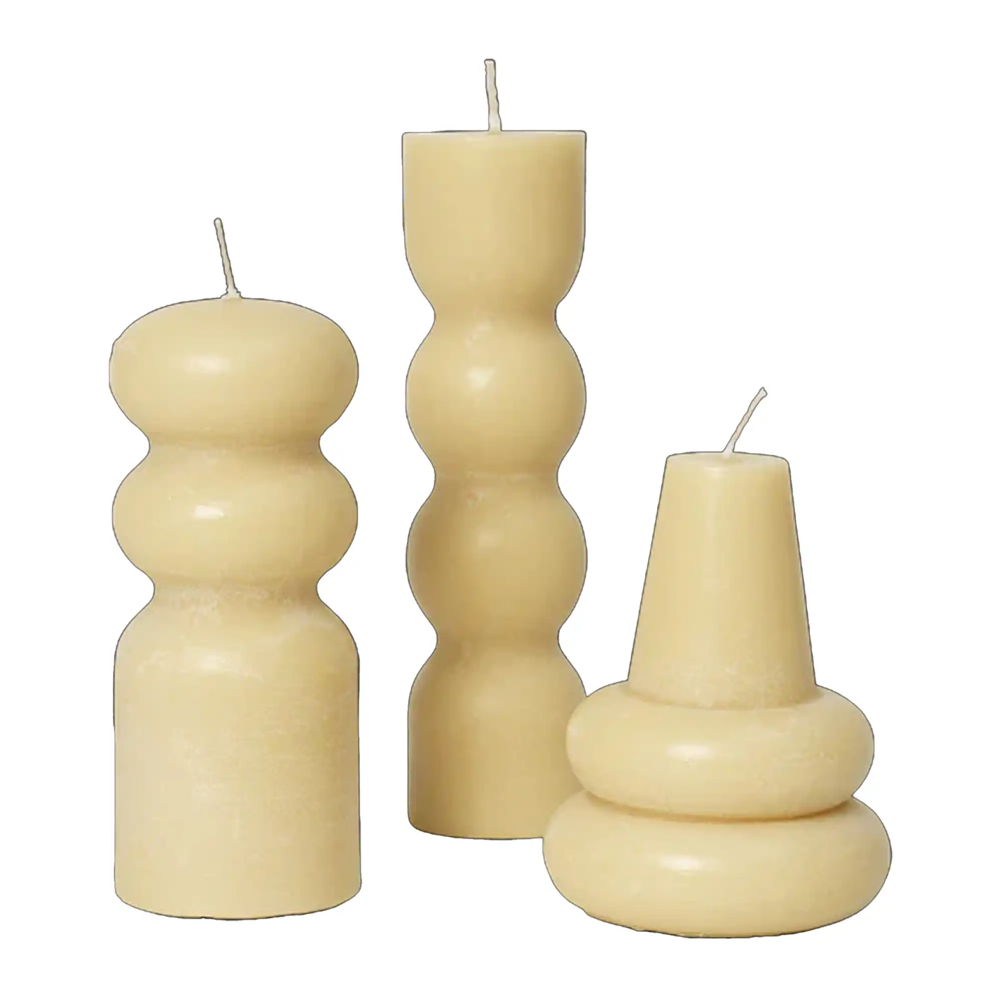 Torno Candles Set Of 3 Pale Yellow