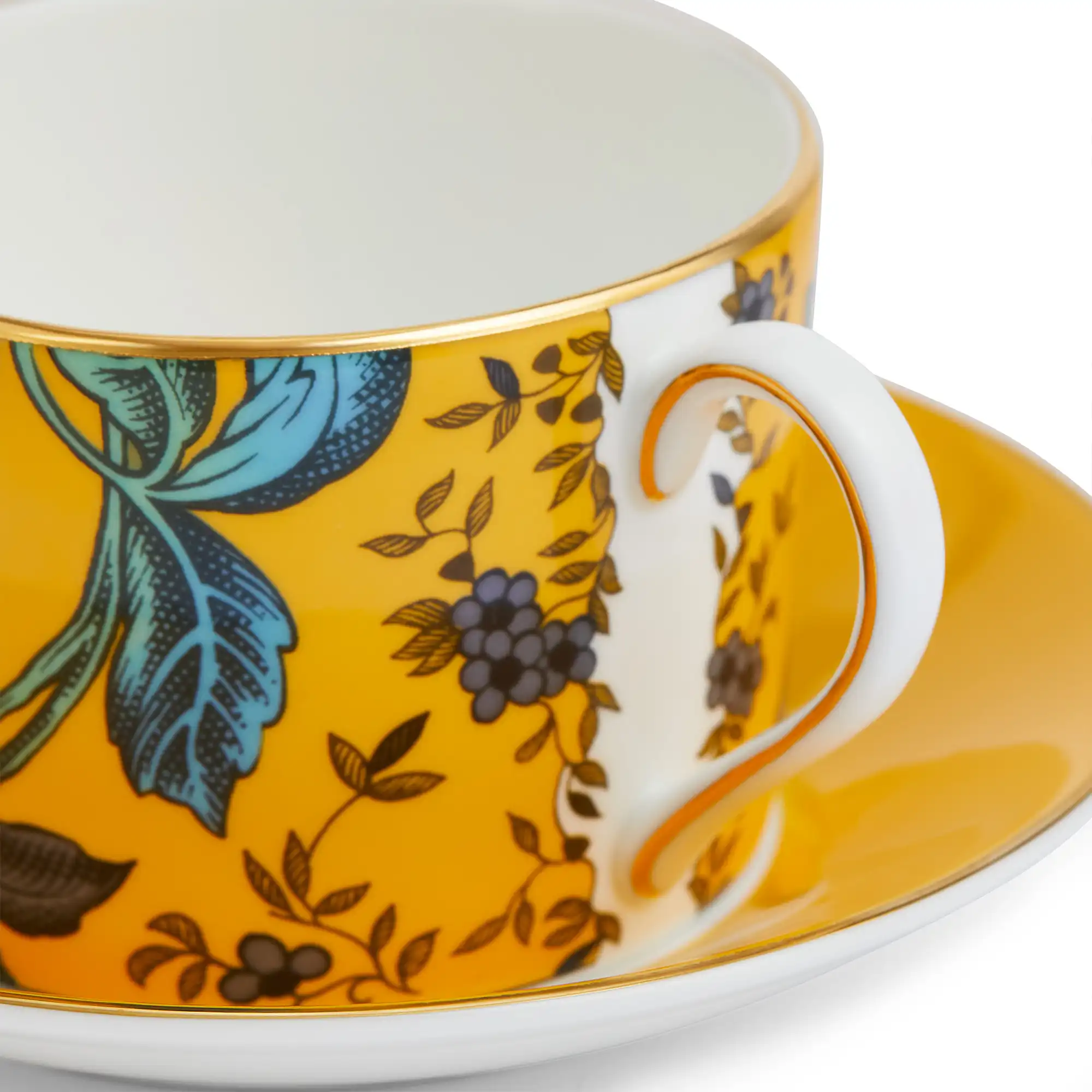 Wonderlust Yellow Tonquin Teacup  Saucer