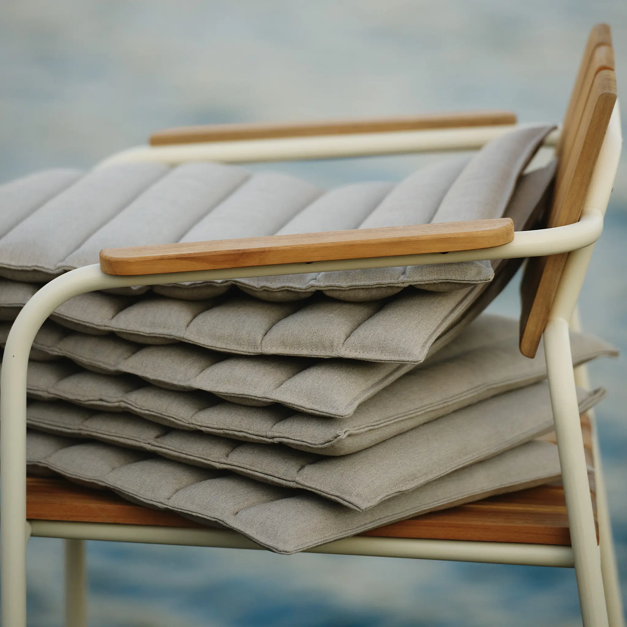 Seat cushion for Kallio dining chair with armrests beige canvas