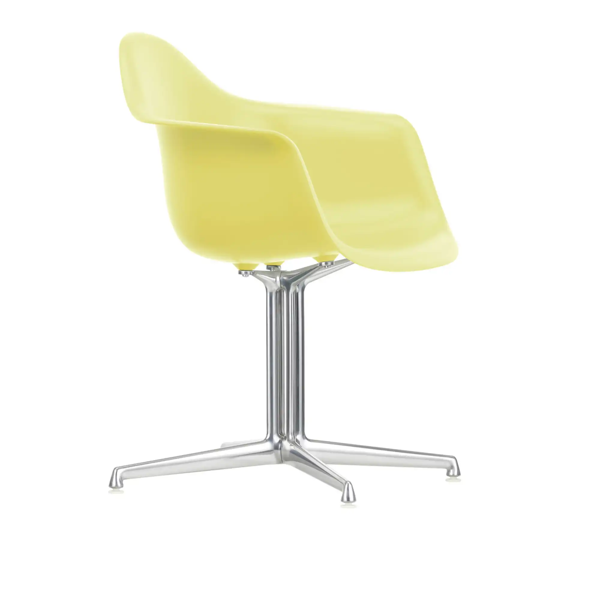 Eames RE Plastic Armchair DAL 92 Citron, Aluminium Polished