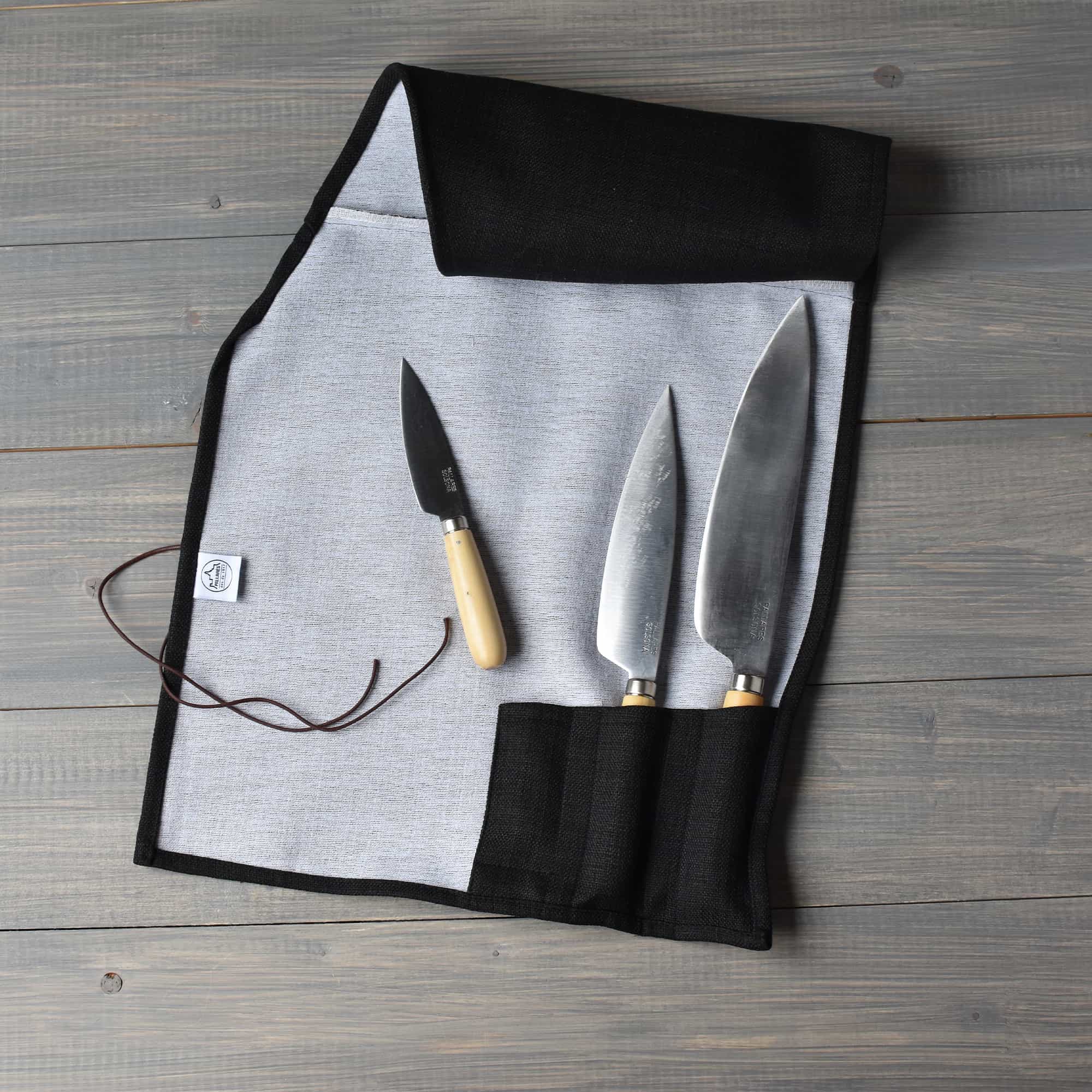 Tradisjonelle kjøkkenkniver i karbonstål / svart sett