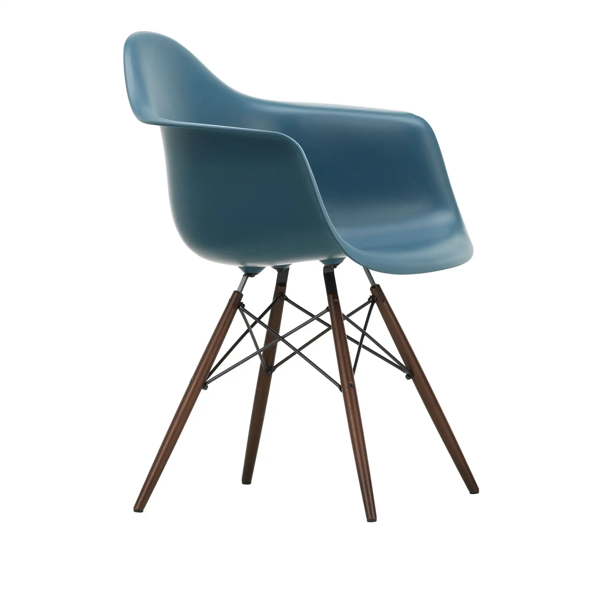Eames Plastic Armchair DAW - 83 Sea Blue - Dark Maple