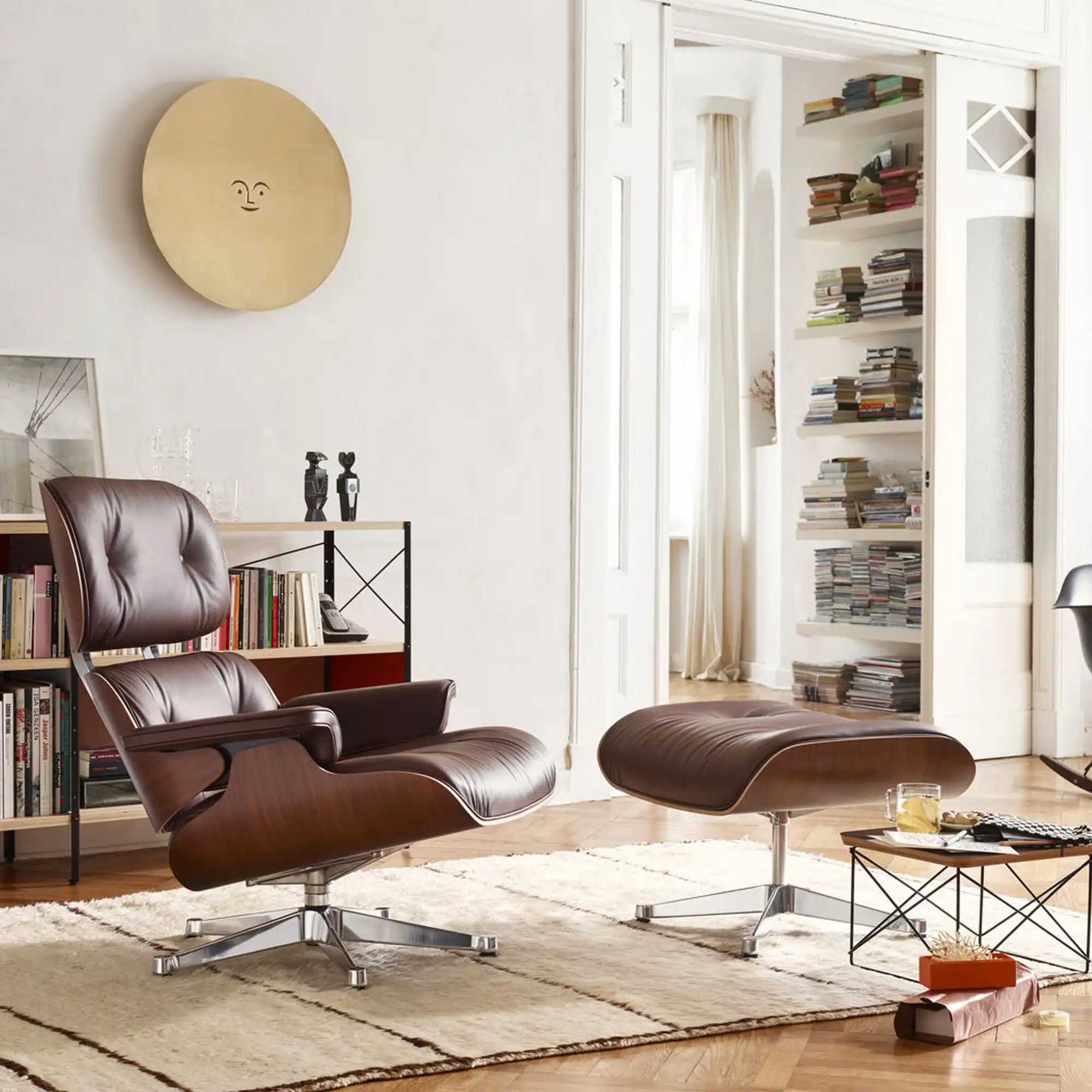 Lounge fotskammel Cherry Polished/Black