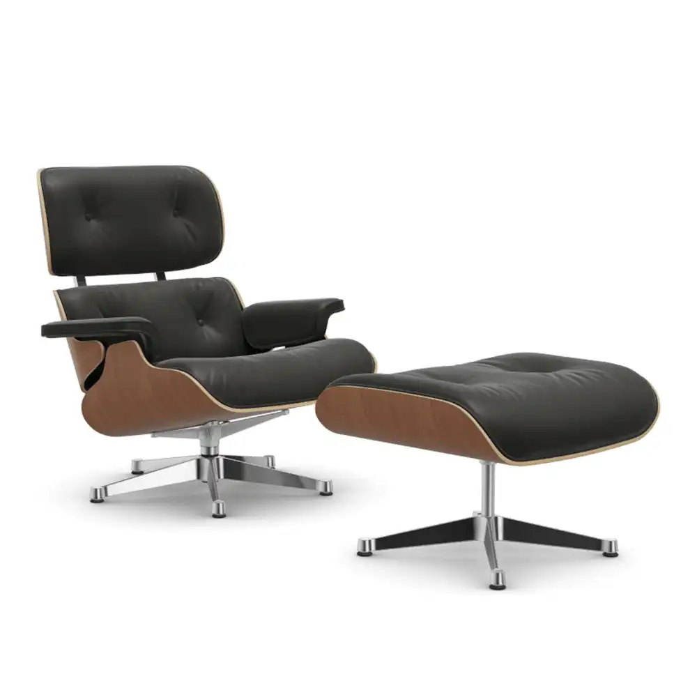 Eames Lounge Chair & Ottoman kirsebærpolert base