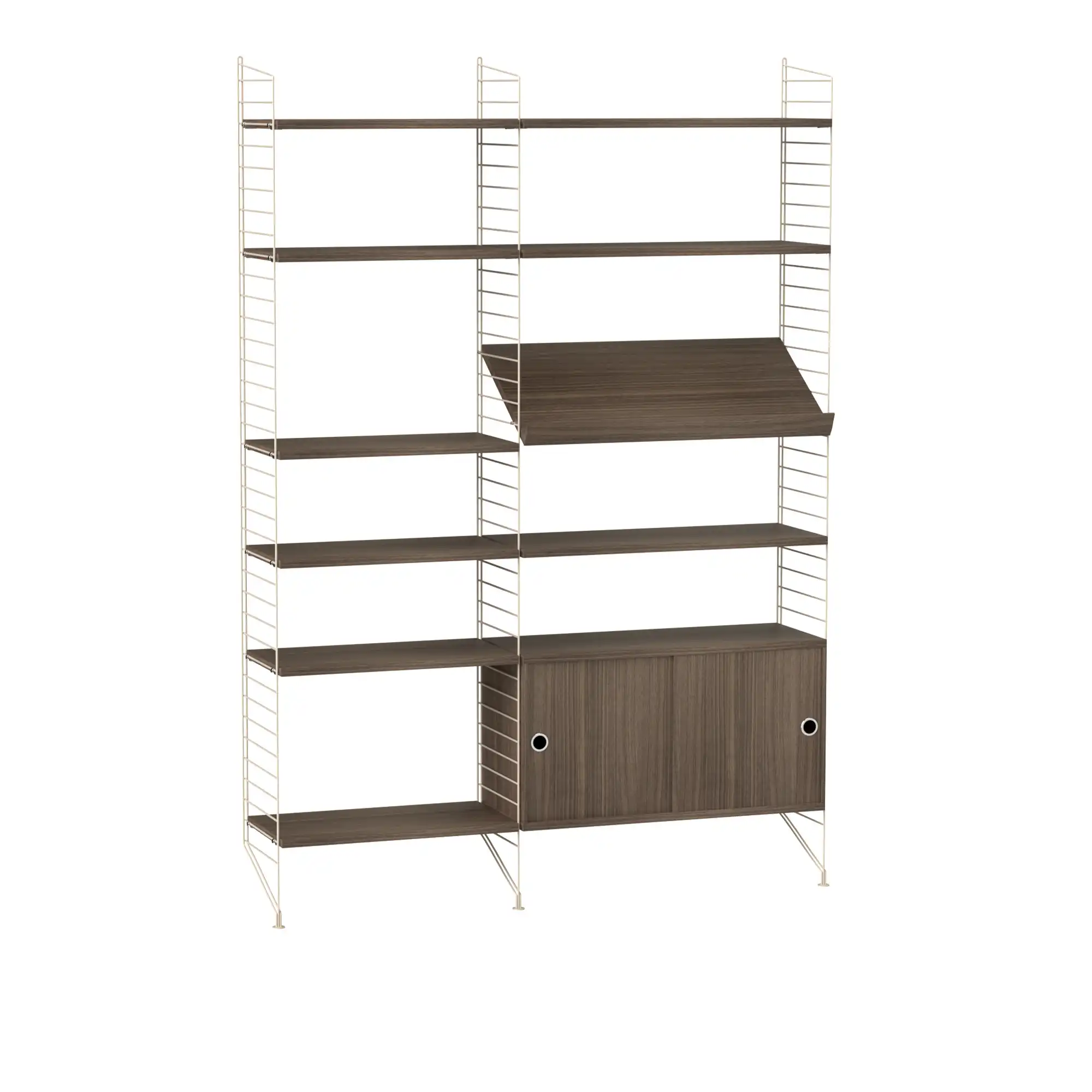 Stue hyllesystem H valnøtt/beige