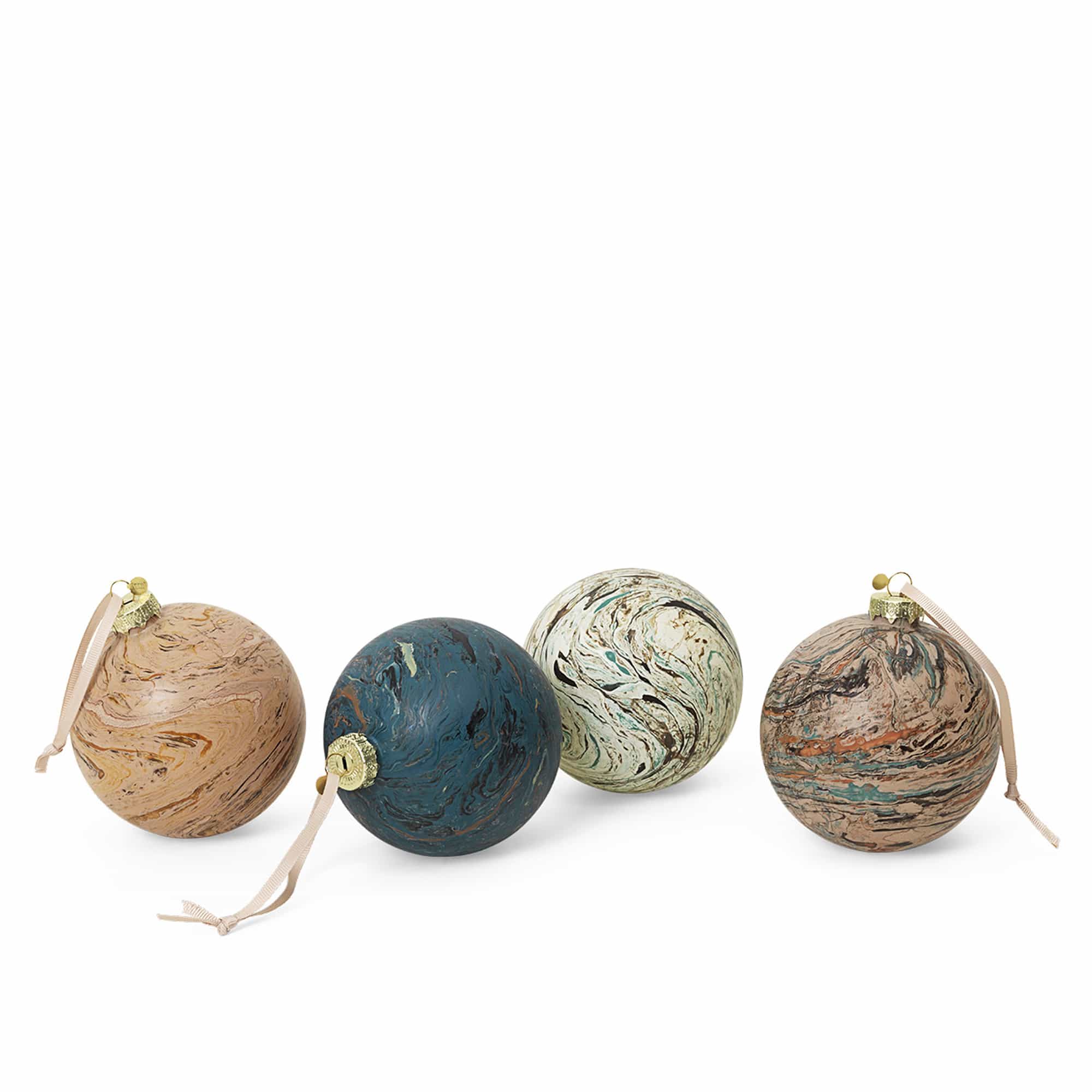 Marble Baubles L Set of 4 - Mixed