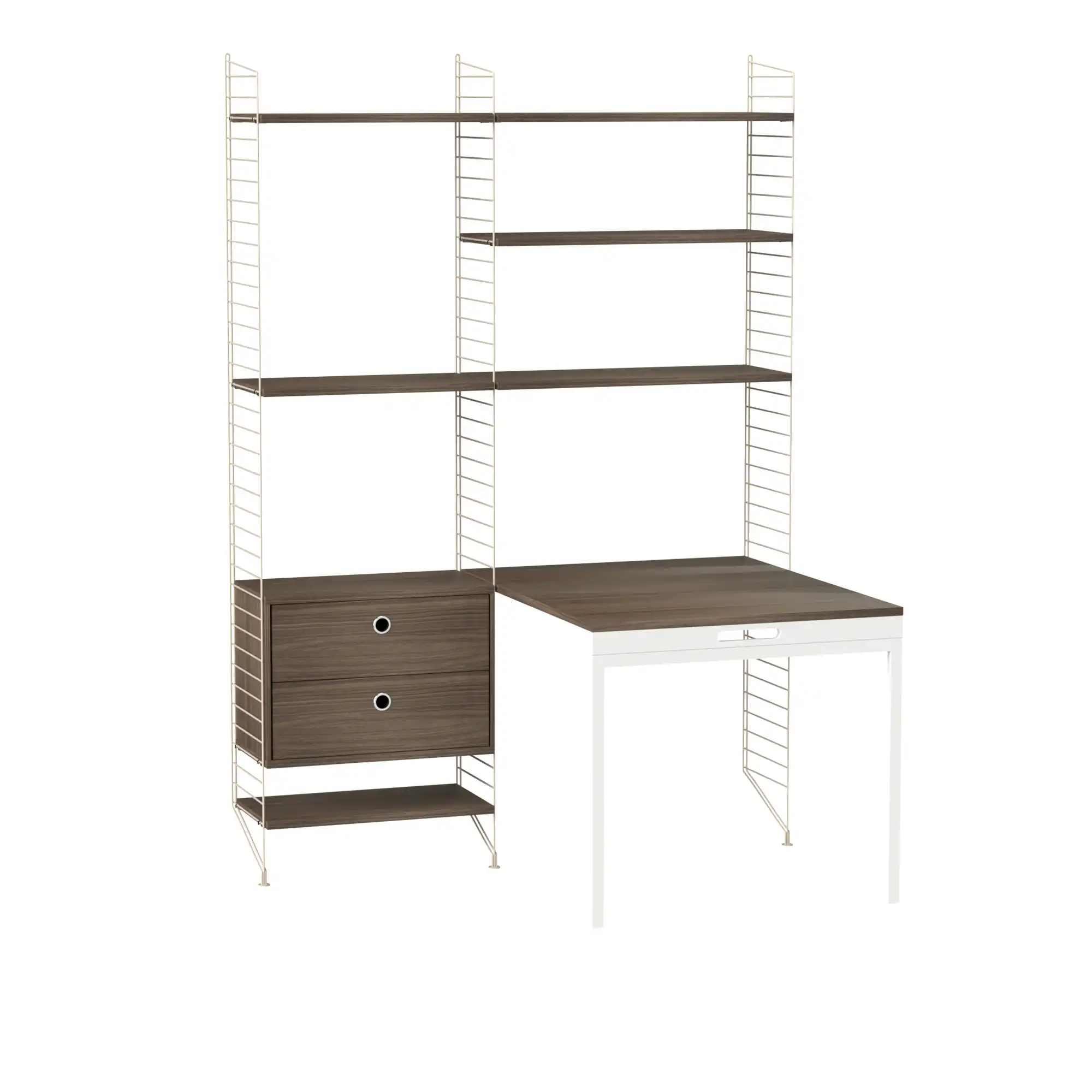 Kontor hyllesystem E valnøtt/beige