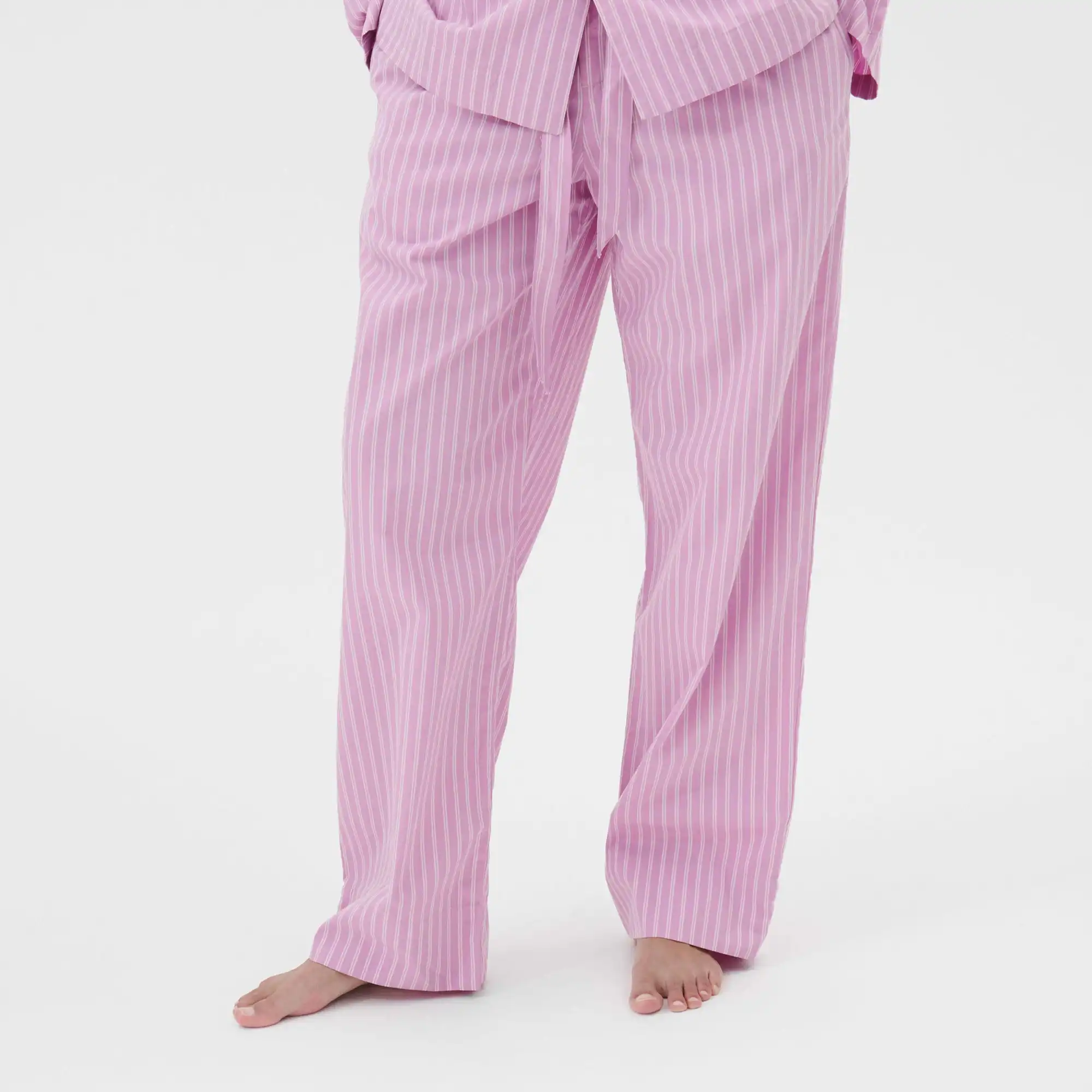 Poplin Pyjamas Pants Purple Pink Stripes