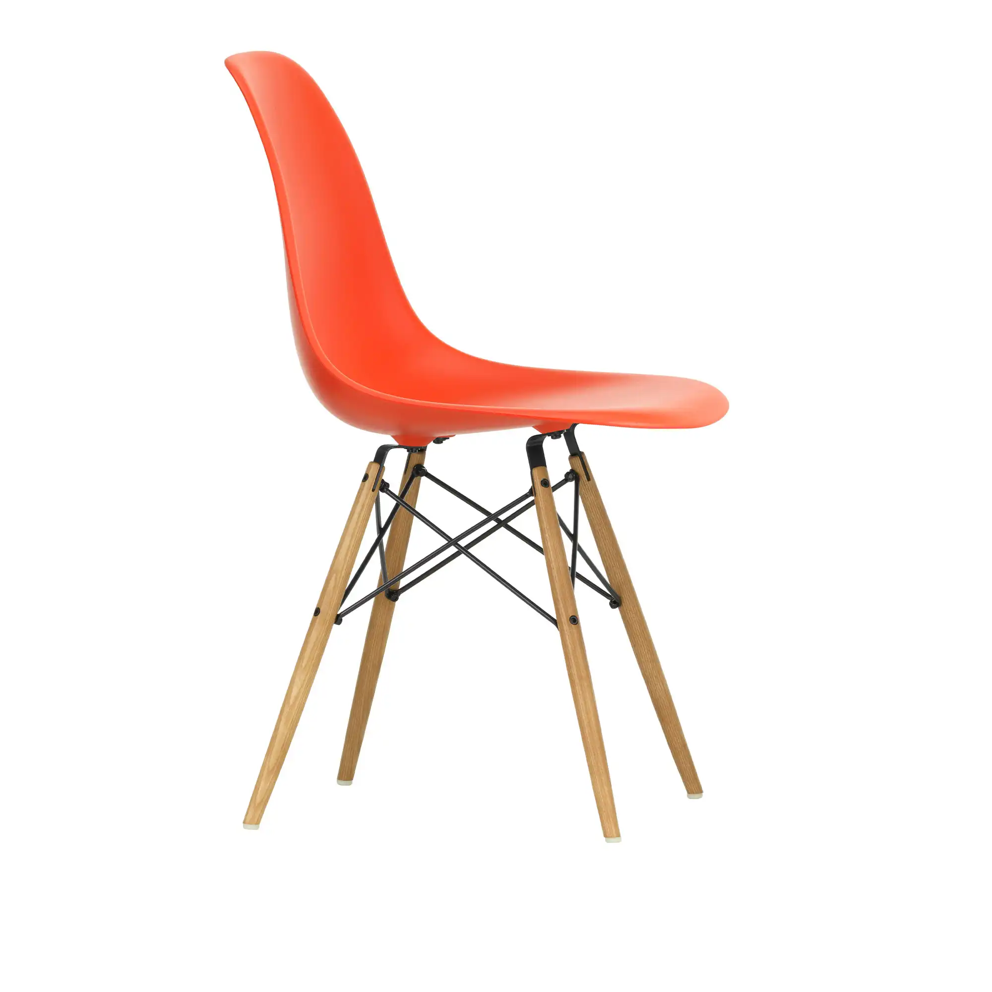 Eames Plastic Chair DSW - 03 Poppy Red - Ash Honey Tone