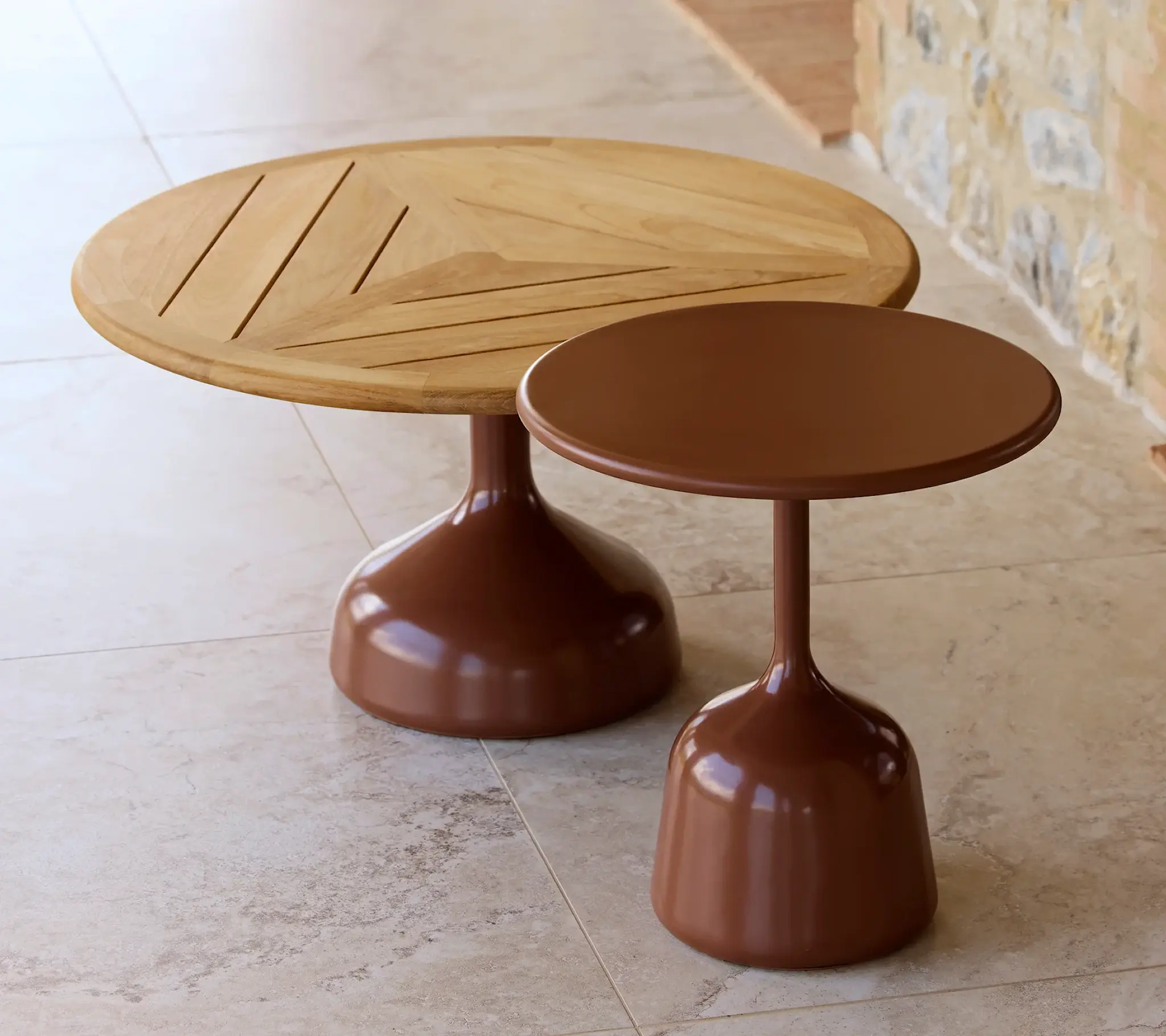 Sofabord understell liten - Glaze- Desert Red/Bordplate dia. 45 cm - Drop, Glaze, Go - Lava Grey