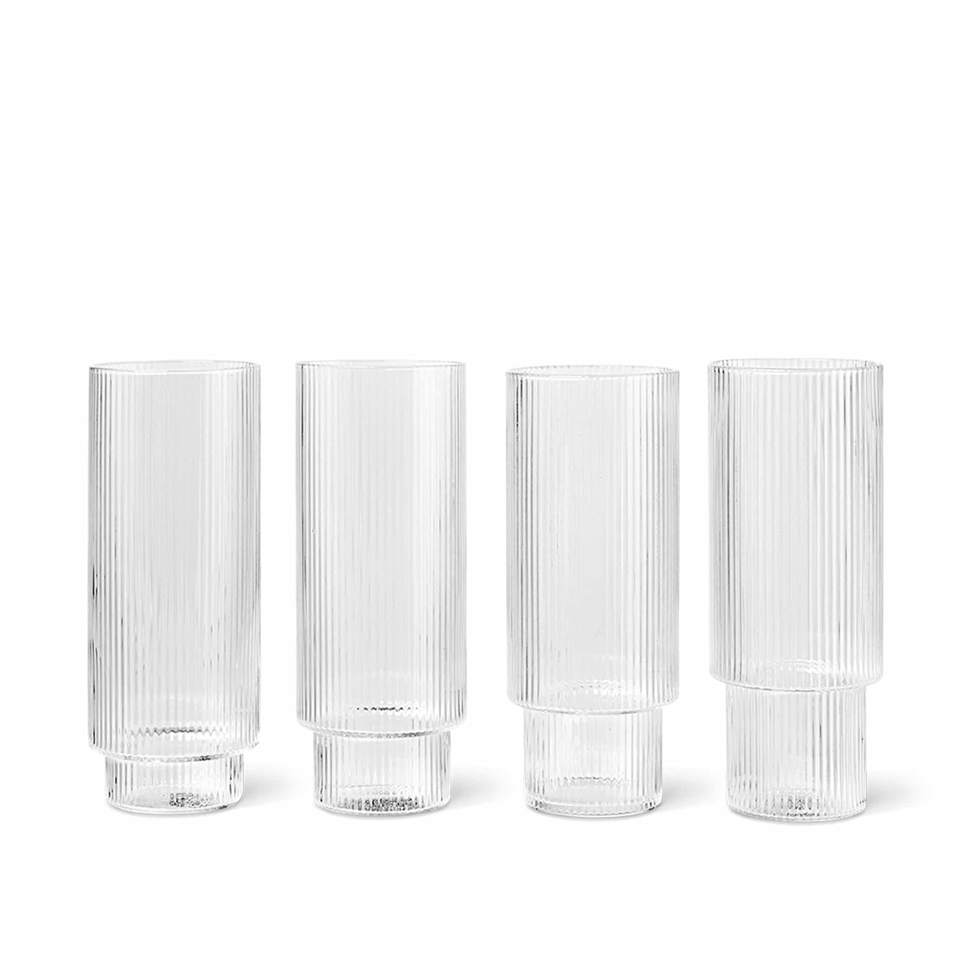 Ripple Long Drink Glass Set of 4 Clear
