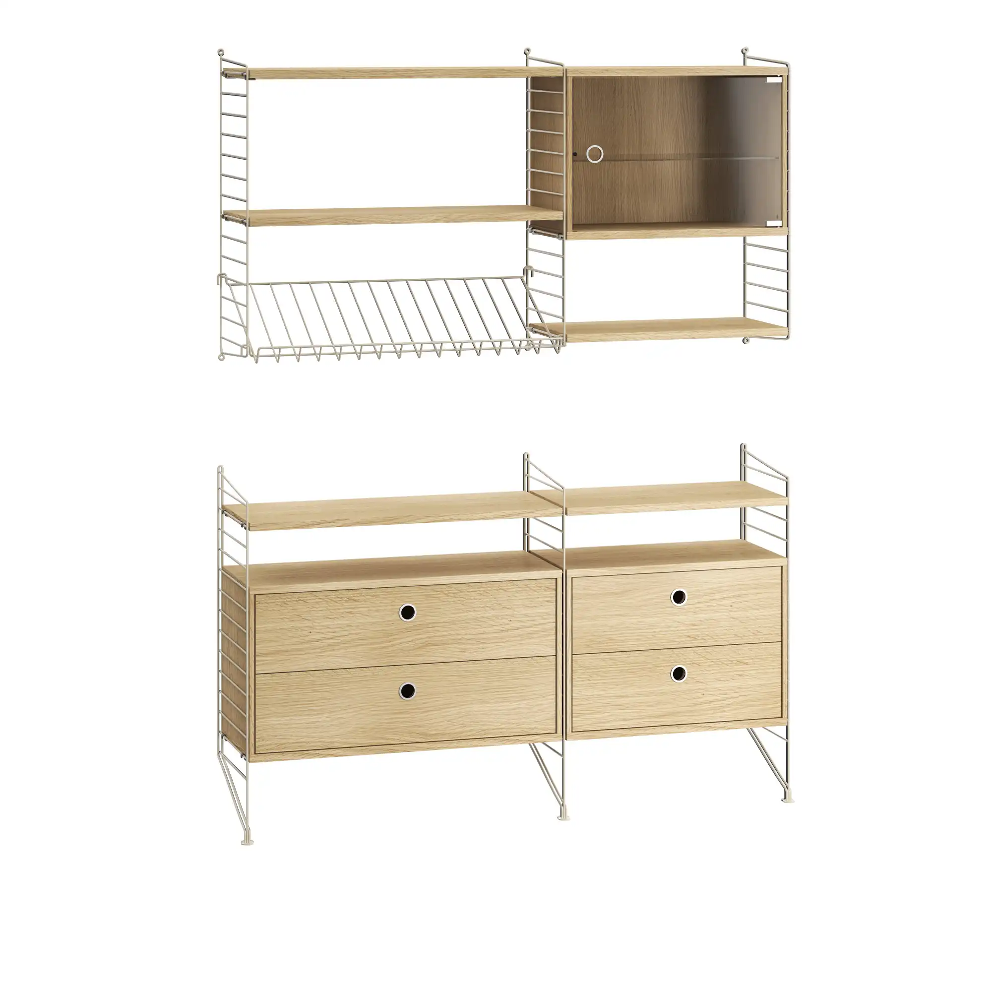 Stue hyllesystem T eik/beige