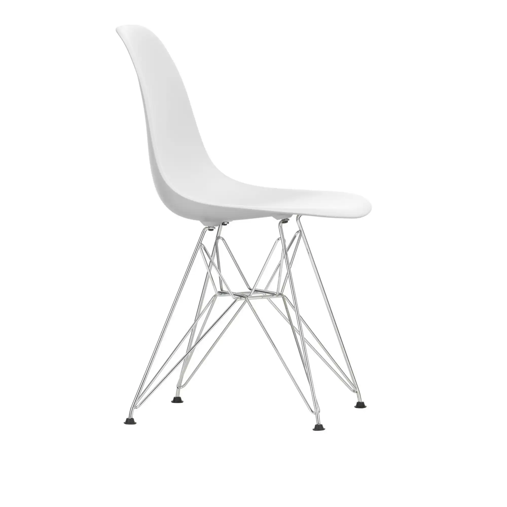Eames RE Plastic Chair DSR 85 Cotton White, Chrome