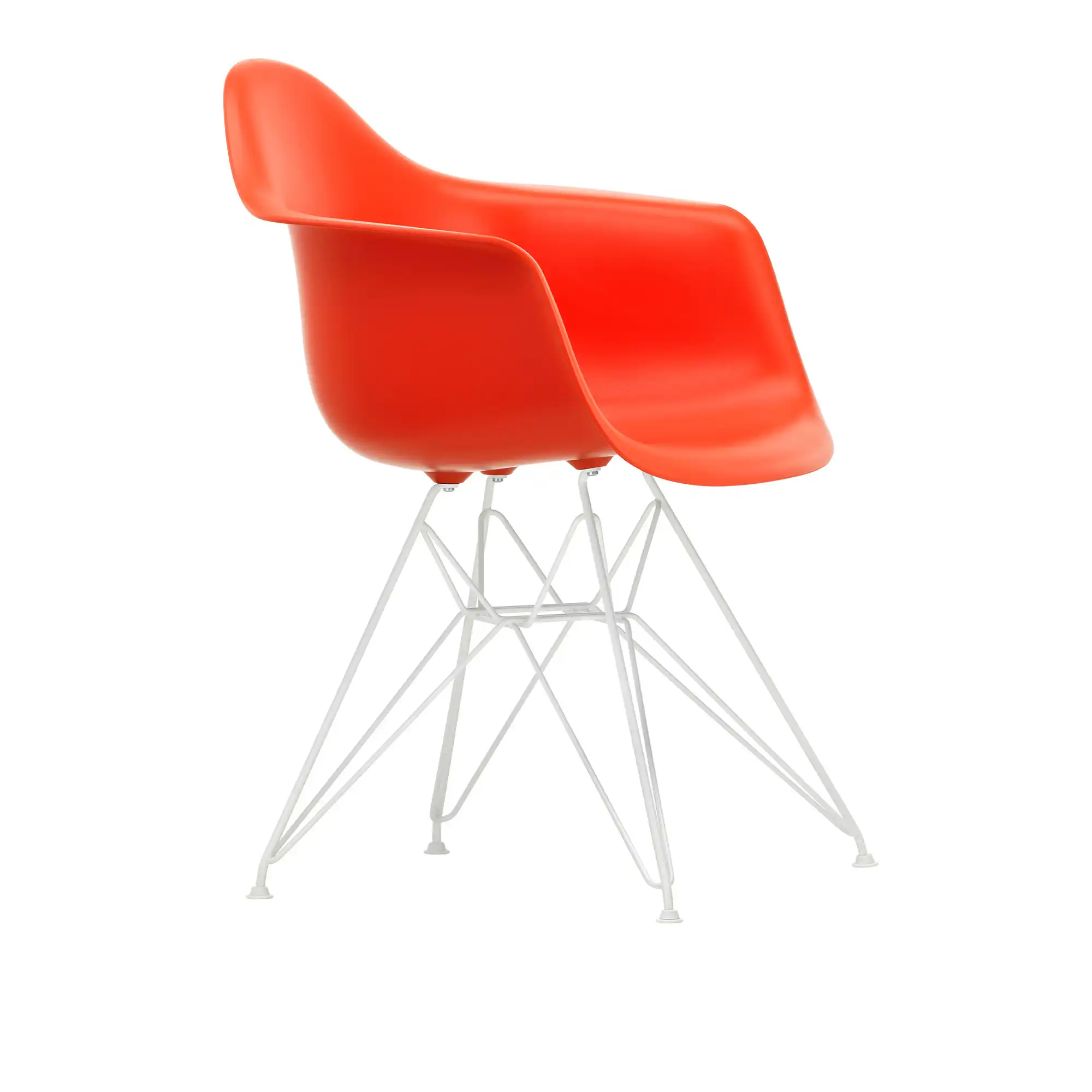 Eames Plastic Armchair DAR - 03 Poppy Red - White Base