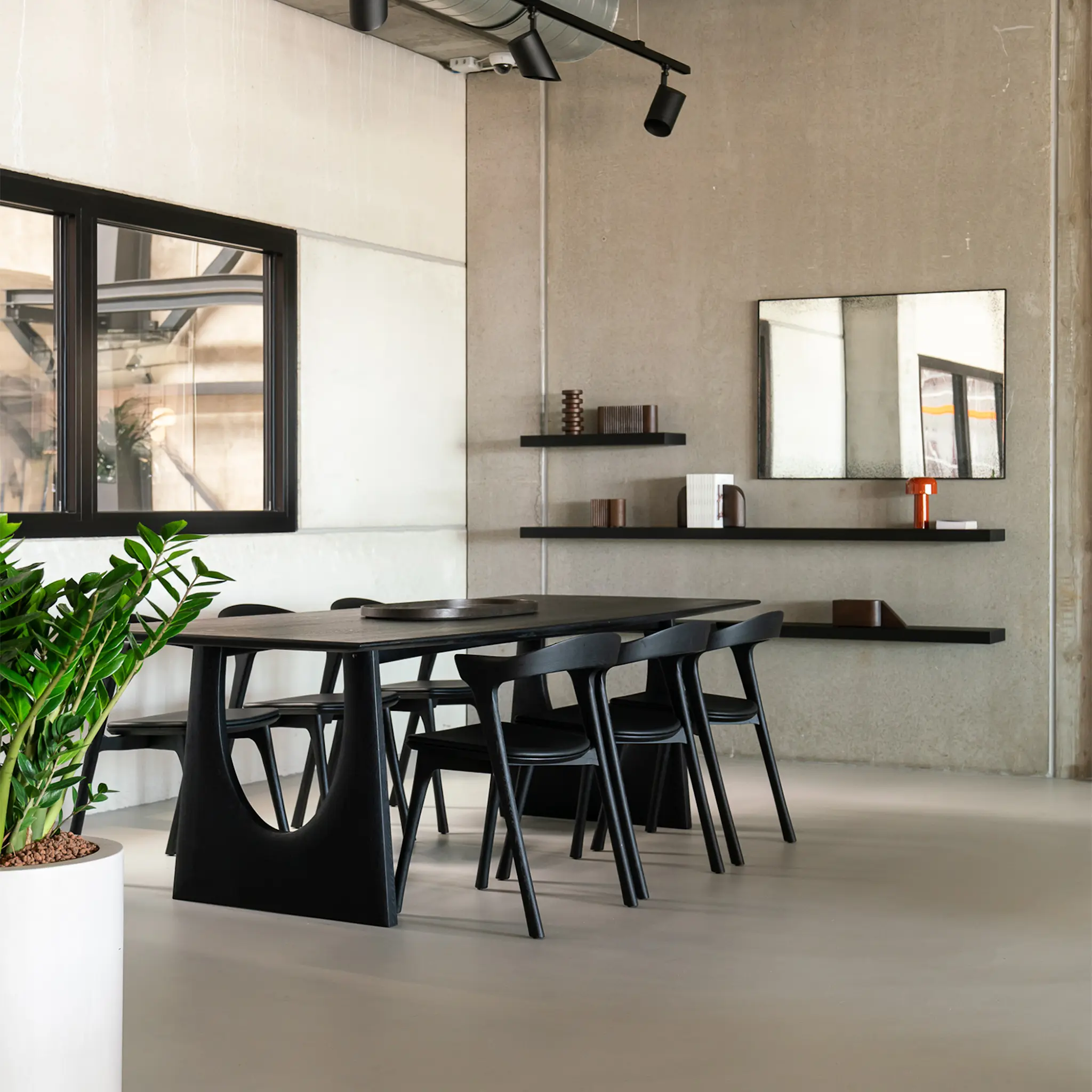 Geometric Dining Table Black Oak