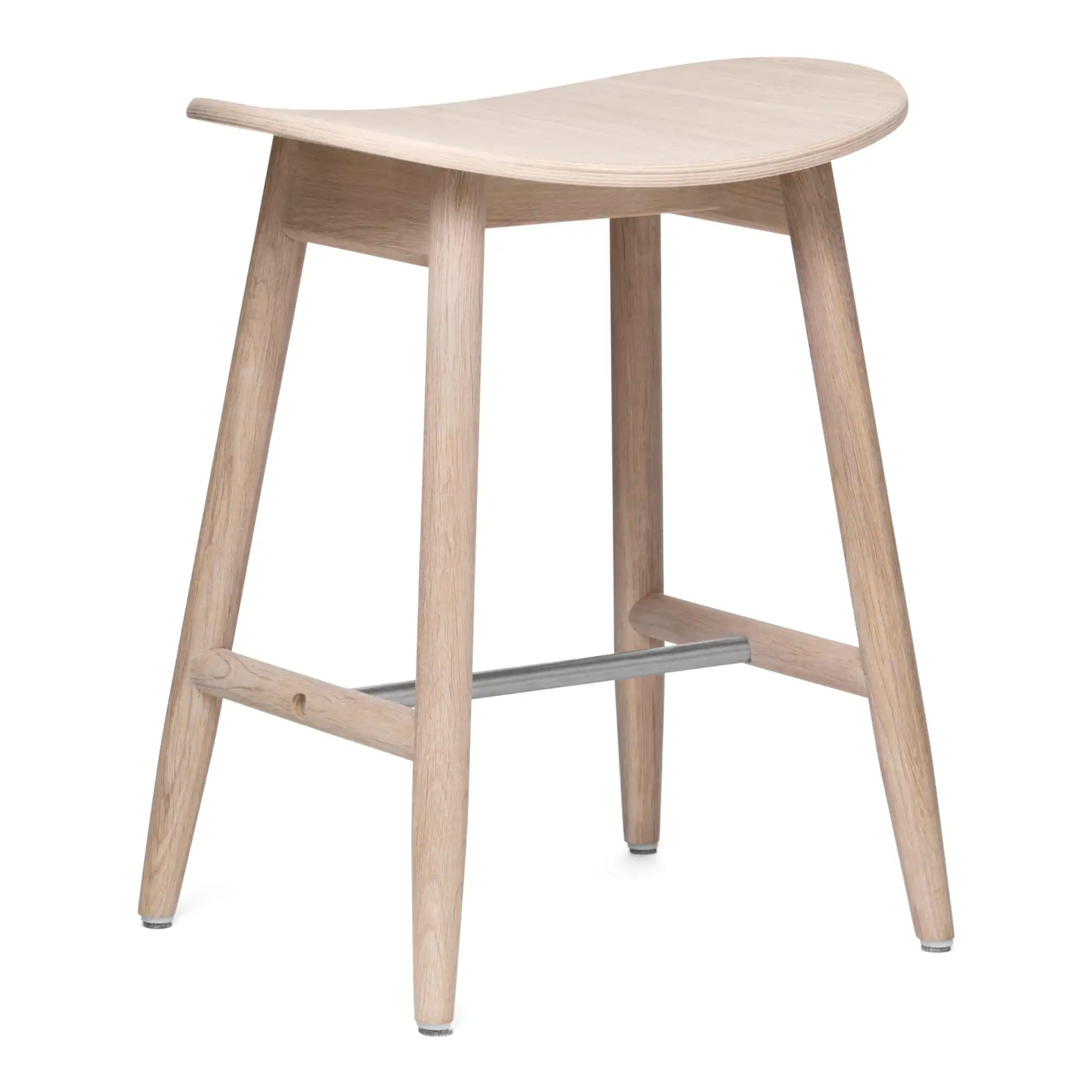 Icha Stool - H 500, Walnut Stained Beech, Utan klädsel