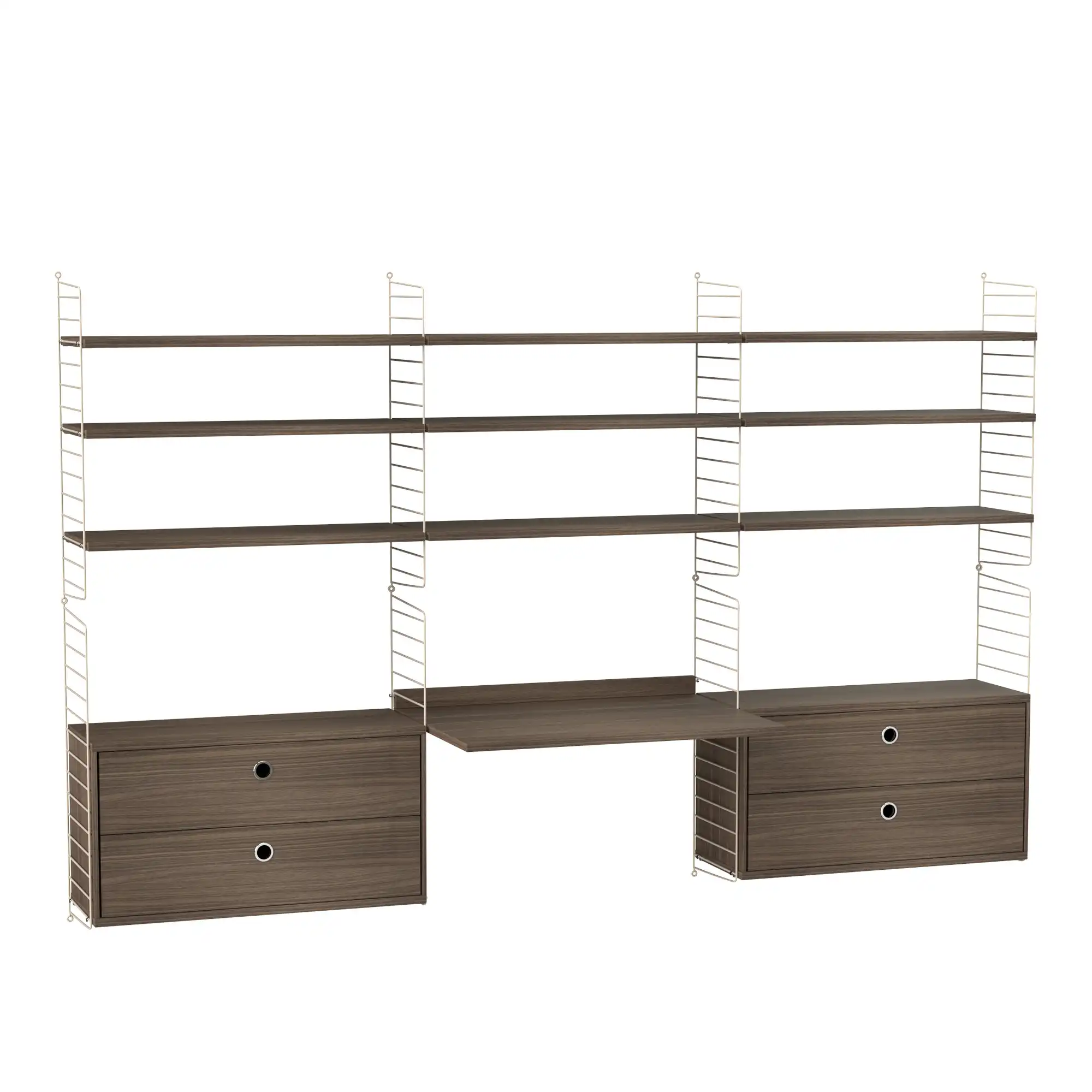 Kontor hyllesystem F valnøtt/beige