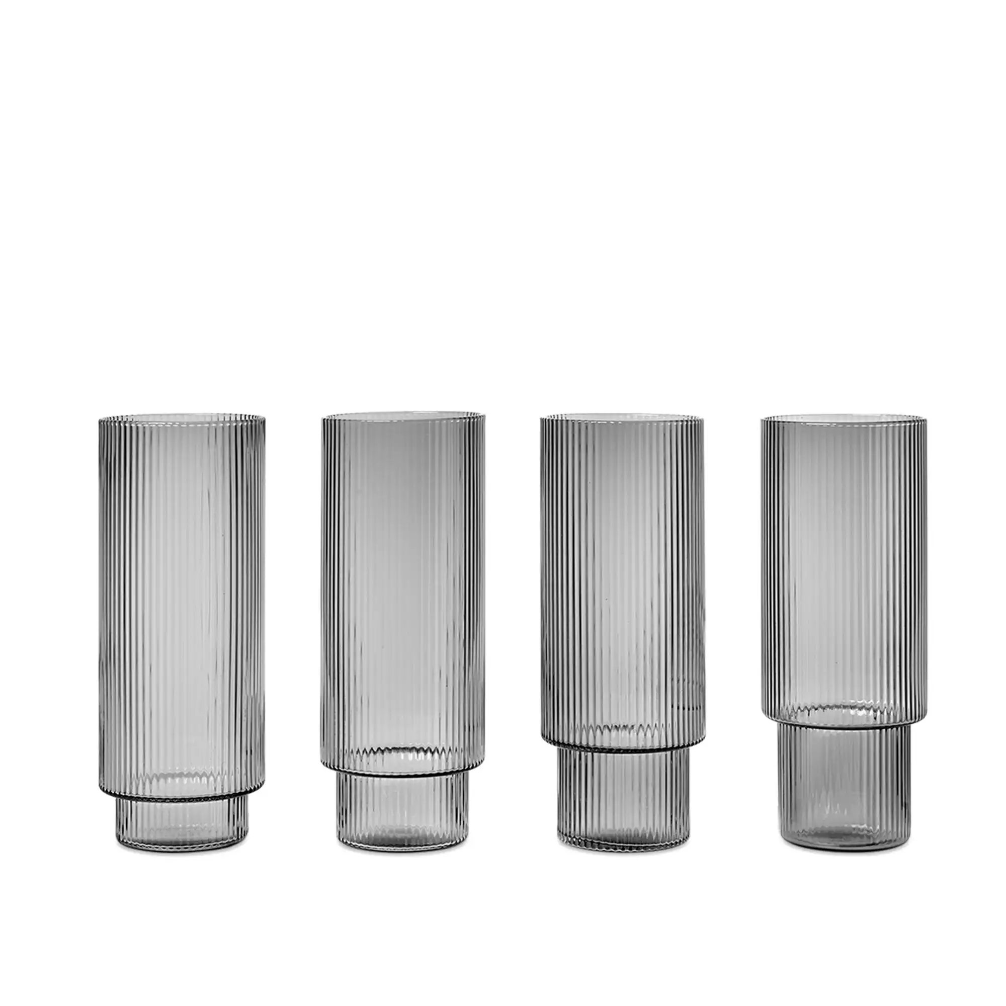 Ripple Long Drink Glasses Set Smoked Grey