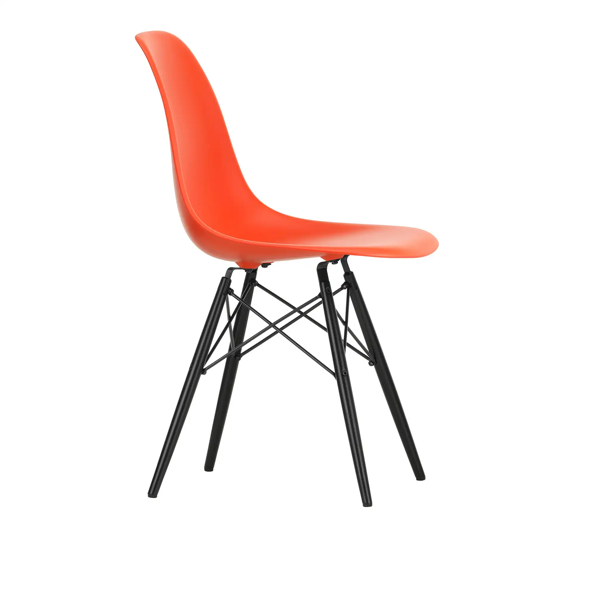 Eames Plastic Chair DSW - 03 Poppy Red - Black Maple