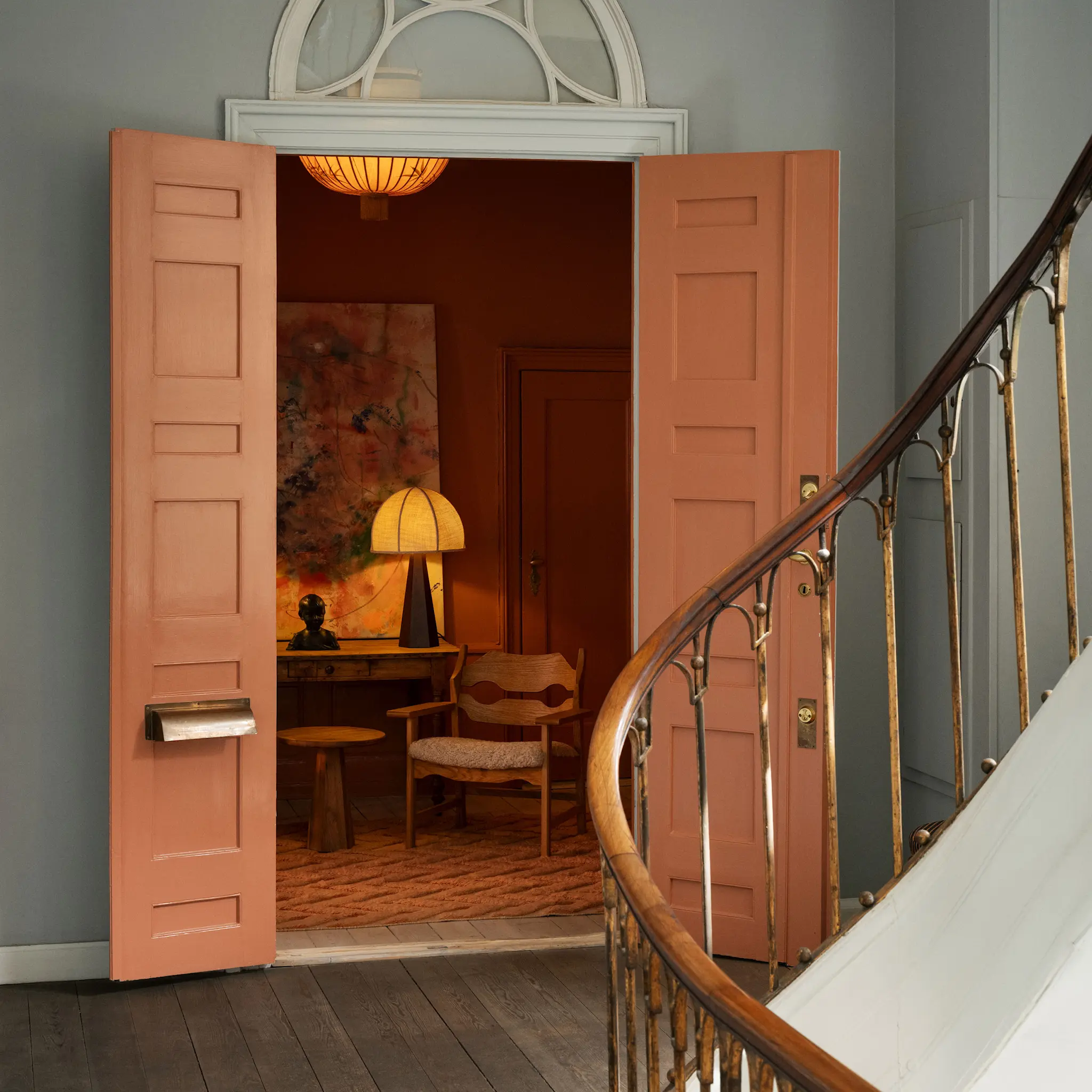 Herringbone Salmon Pink ullteppe