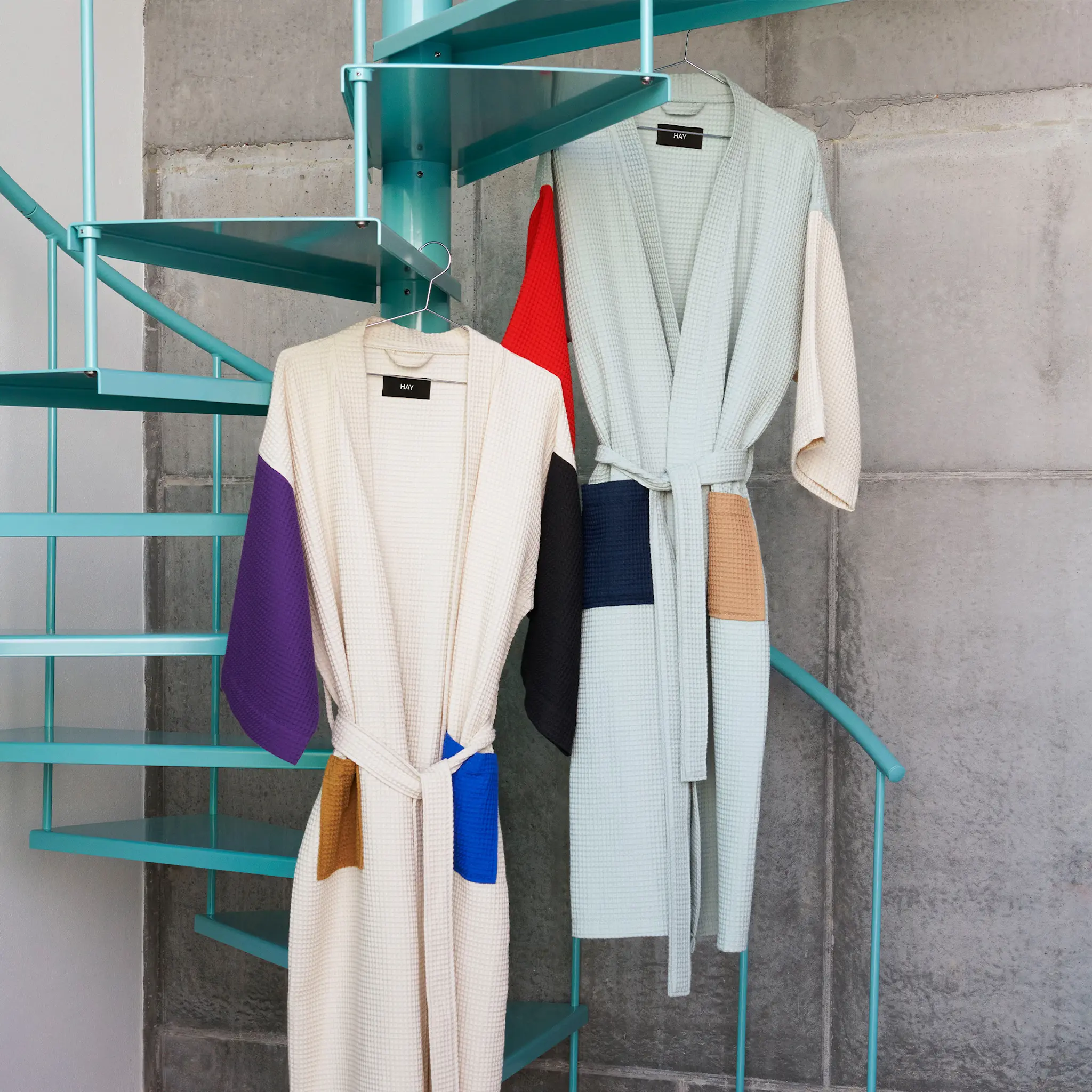 Waffle Bathrobe / Cream multi