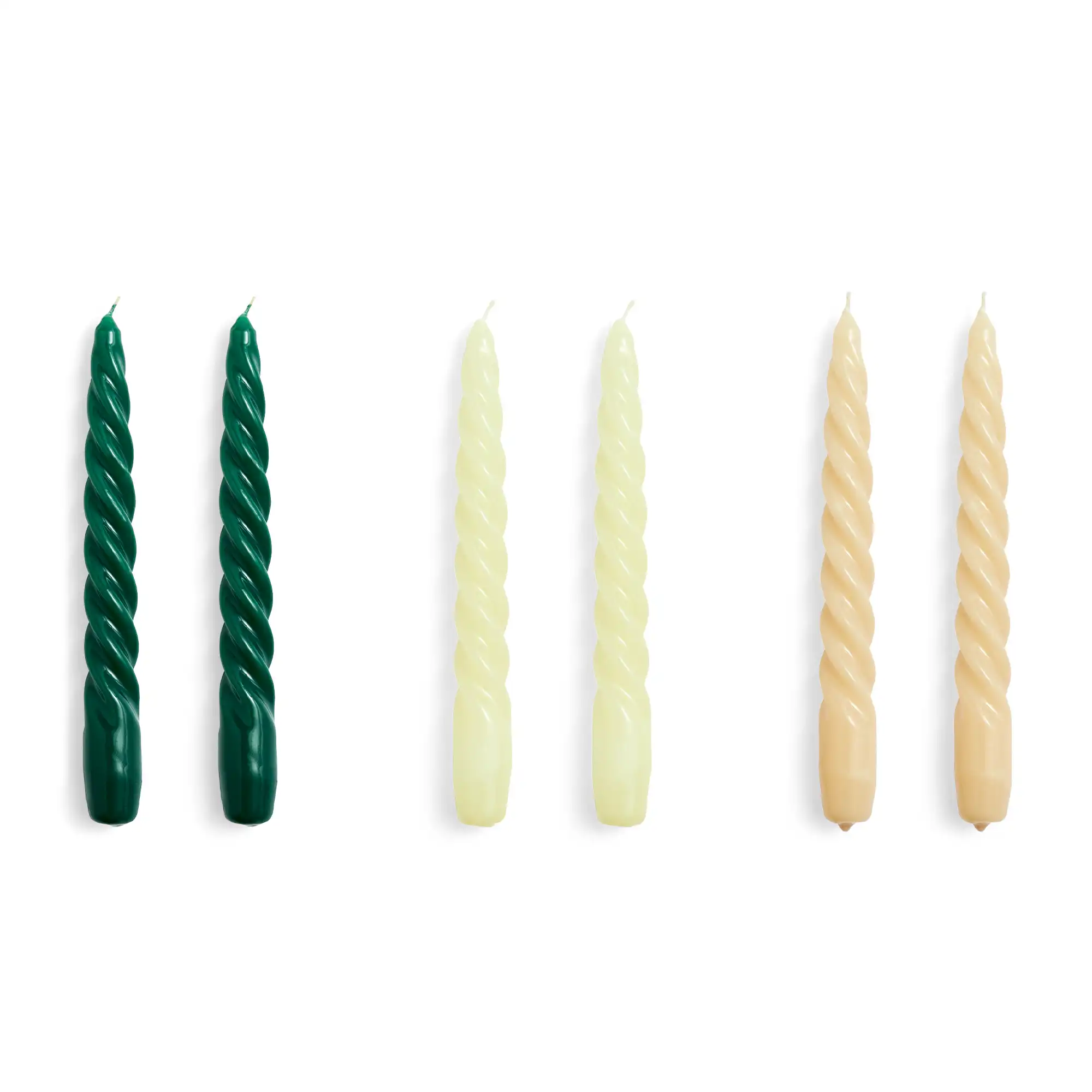 Candle Twist Set of 6 - Green, citrus and beige