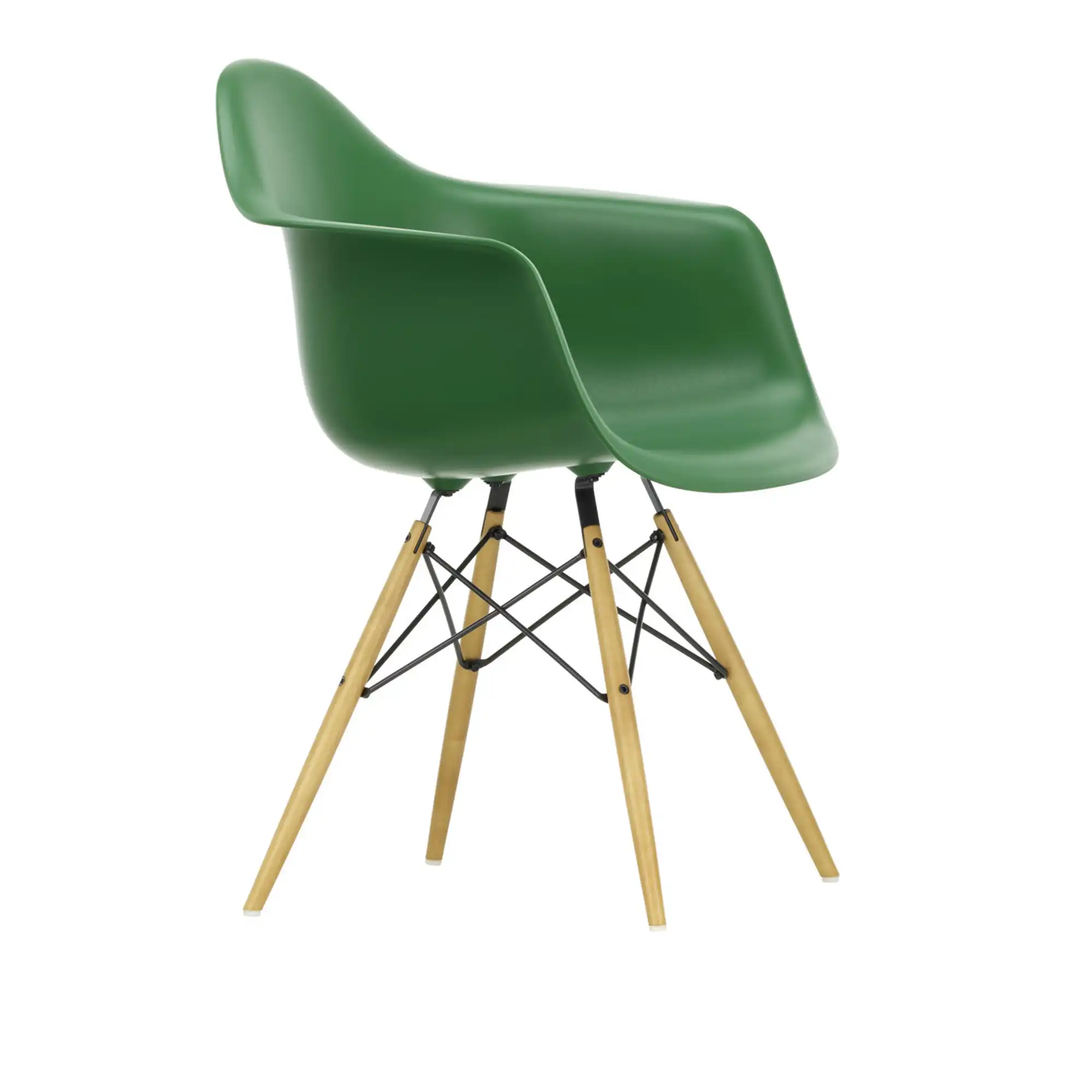 Eames RE Plastic Armchair DAW 17 Emerald, Golden Maple
