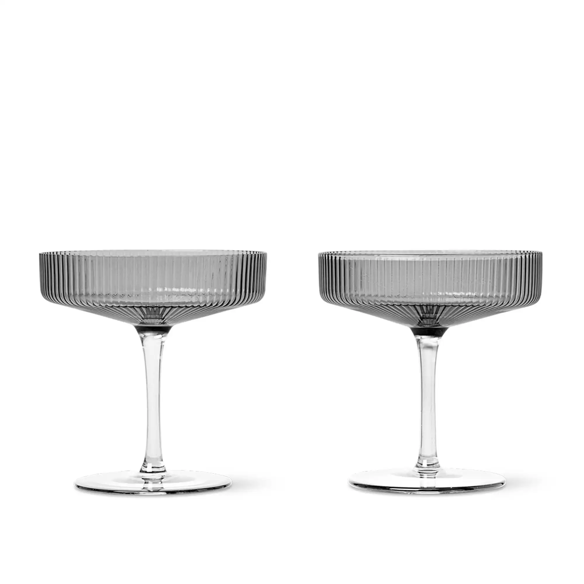 Ripple Champagne Saucer Set Smoked Grey