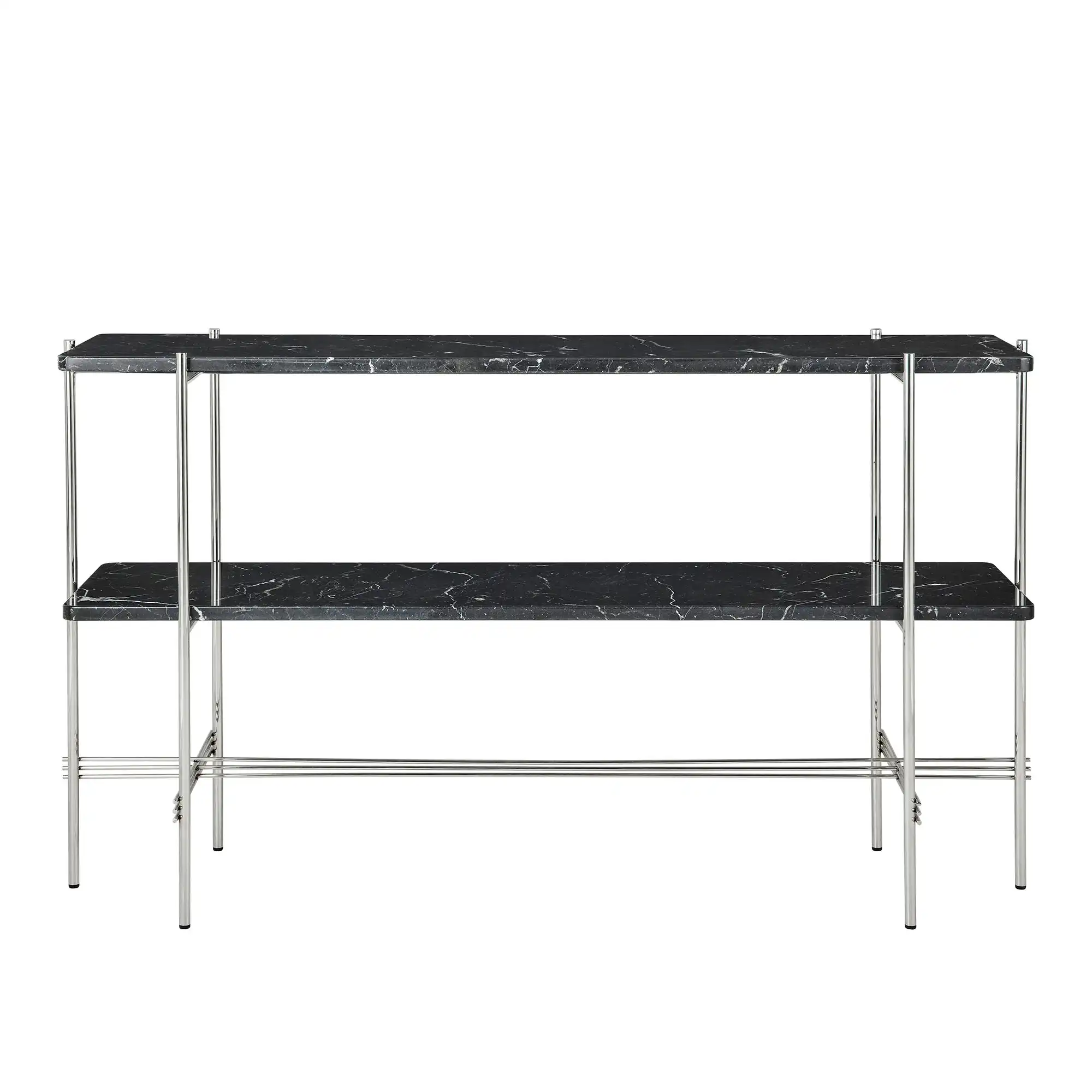 TS Console, 120x30x72, 2 racks Polished Steel Base