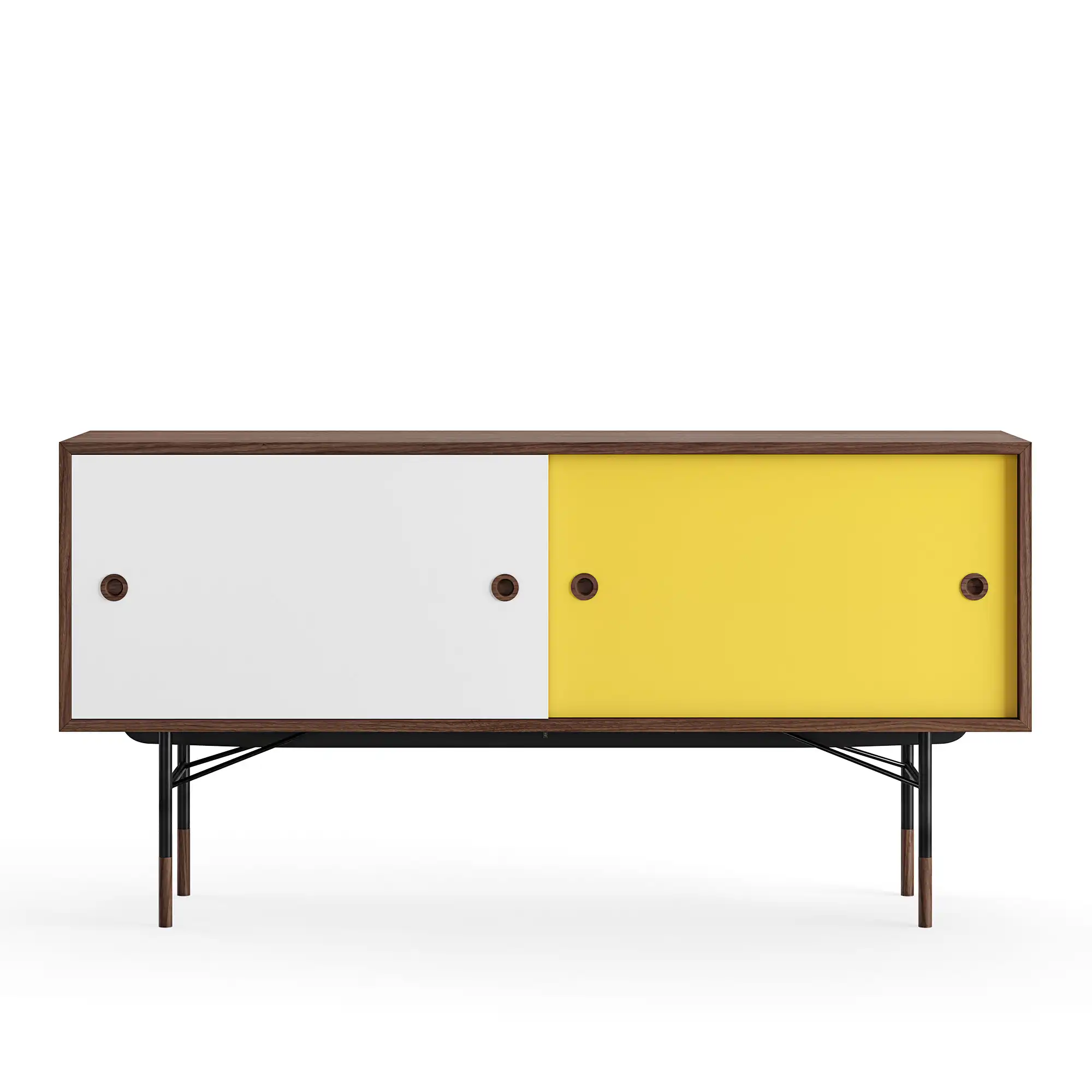 Sideboard utan lådor Walnut White/Yellow