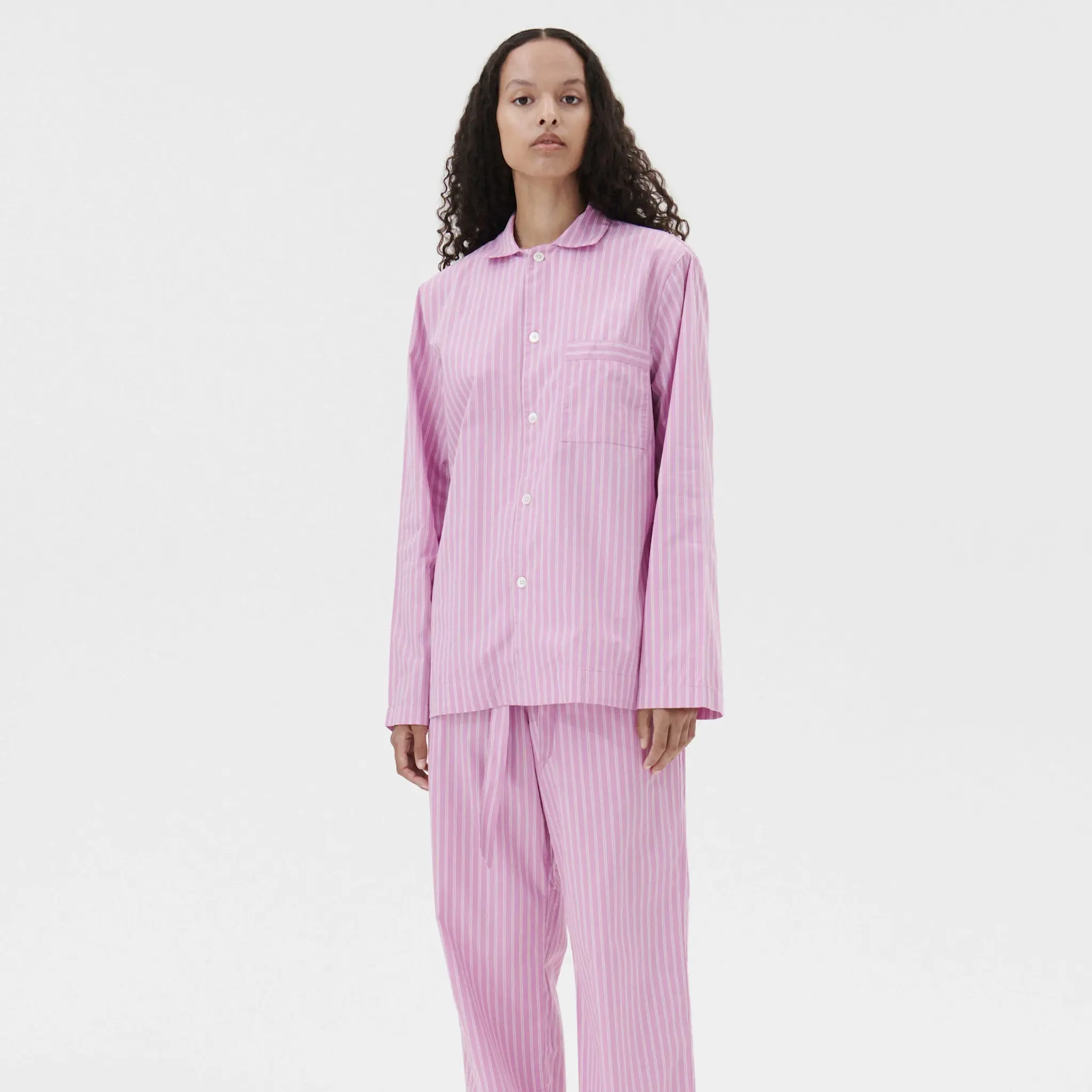 Poplin Sleepwear Purple Pink Stripes, Shirt L