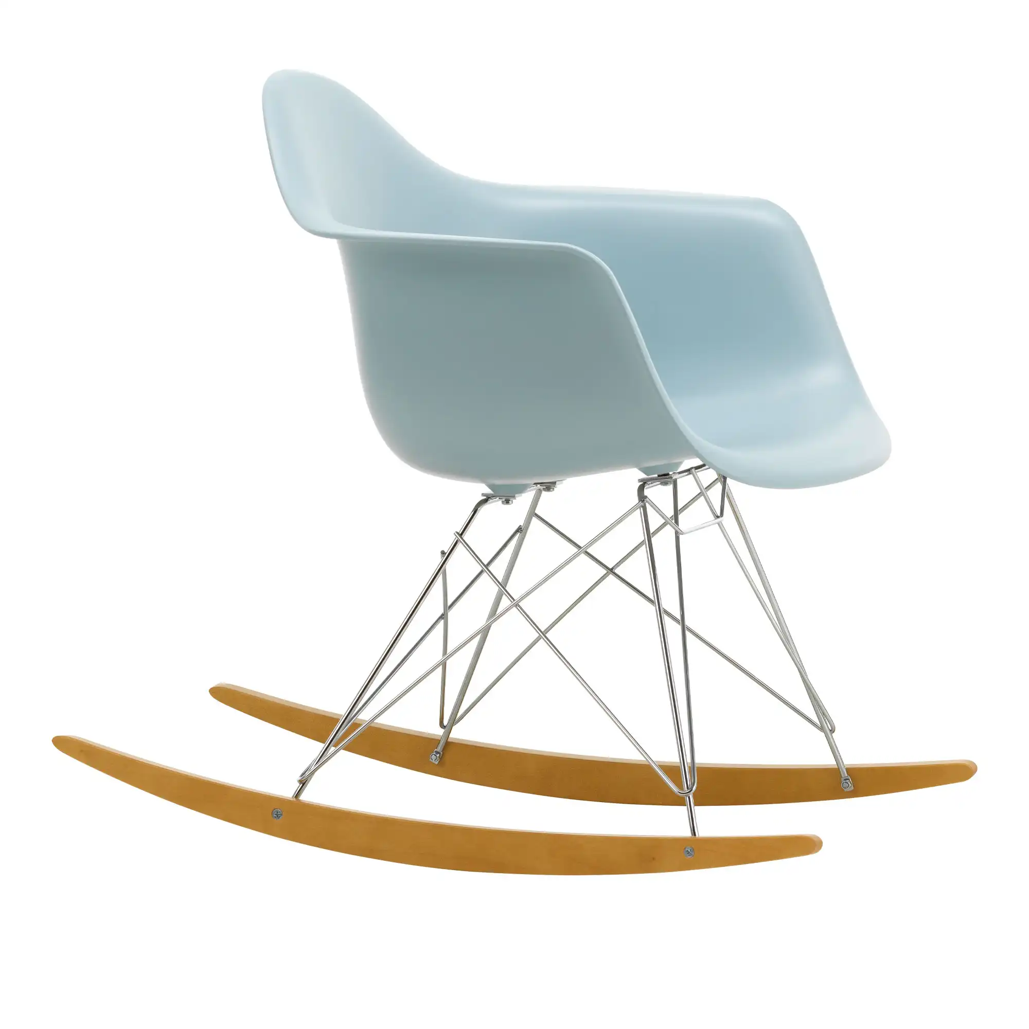 Eames Plastic Armchair RAR - 23 Ice Grey - Chrome Base - Golden Maple