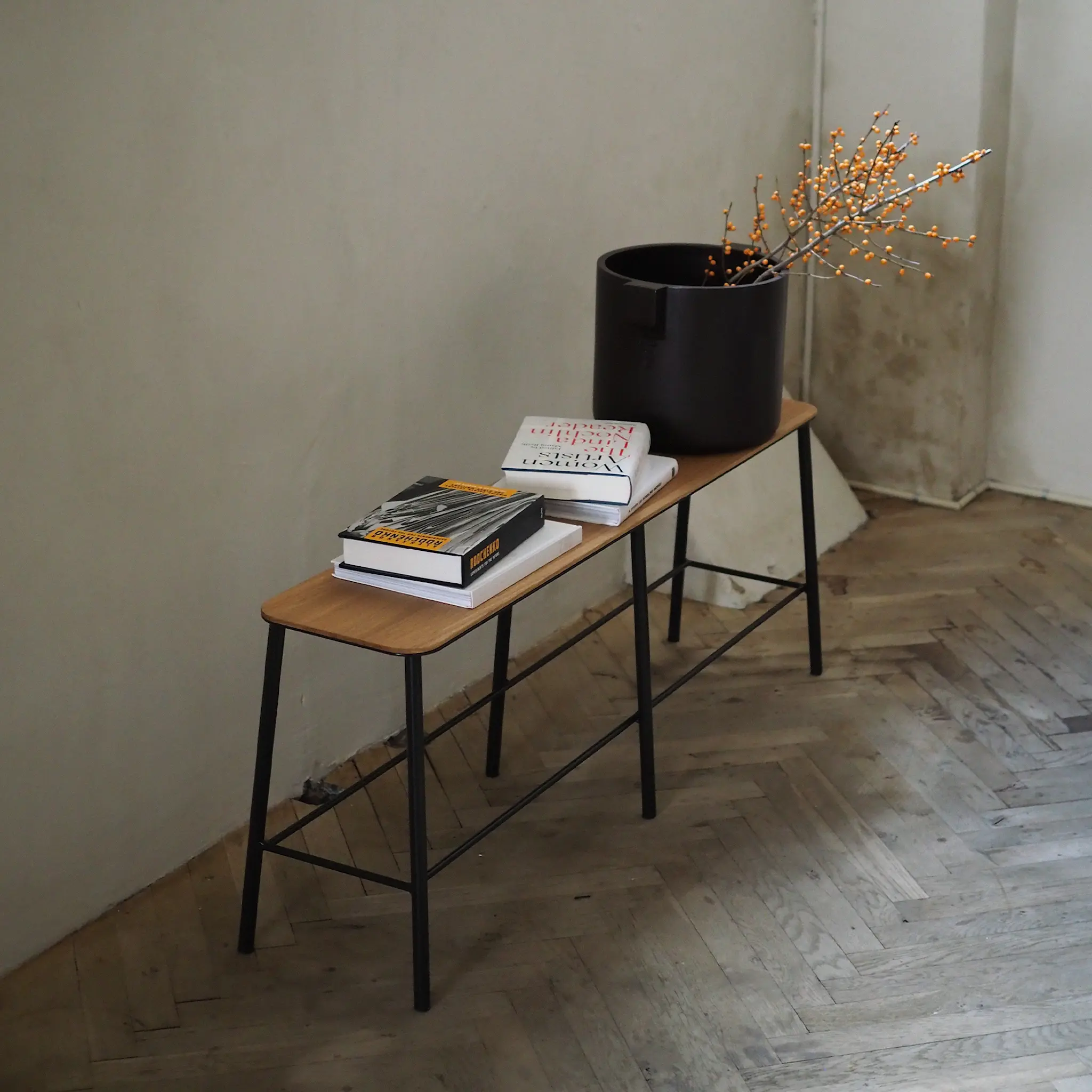 Adam Bench – Black / Oak – L120