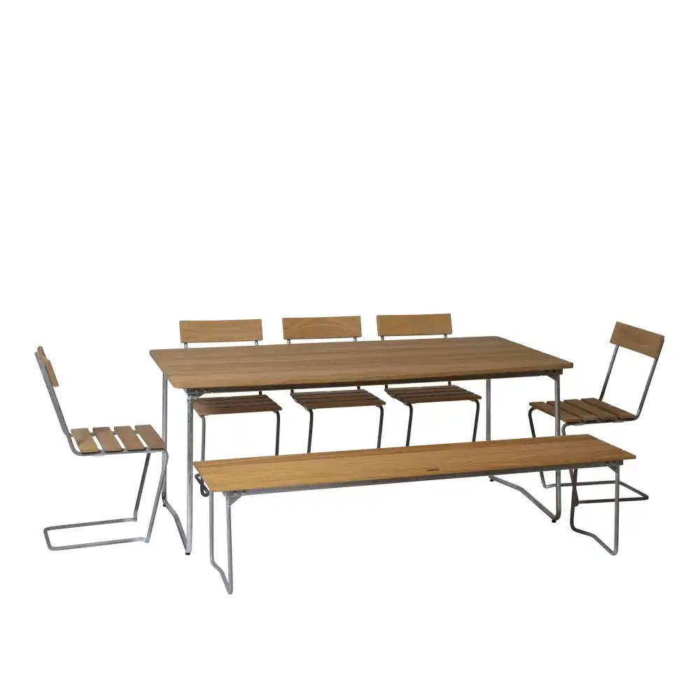 Klassisk serie spisegruppe B31 bord, benk 9 og 5 stoler 1
