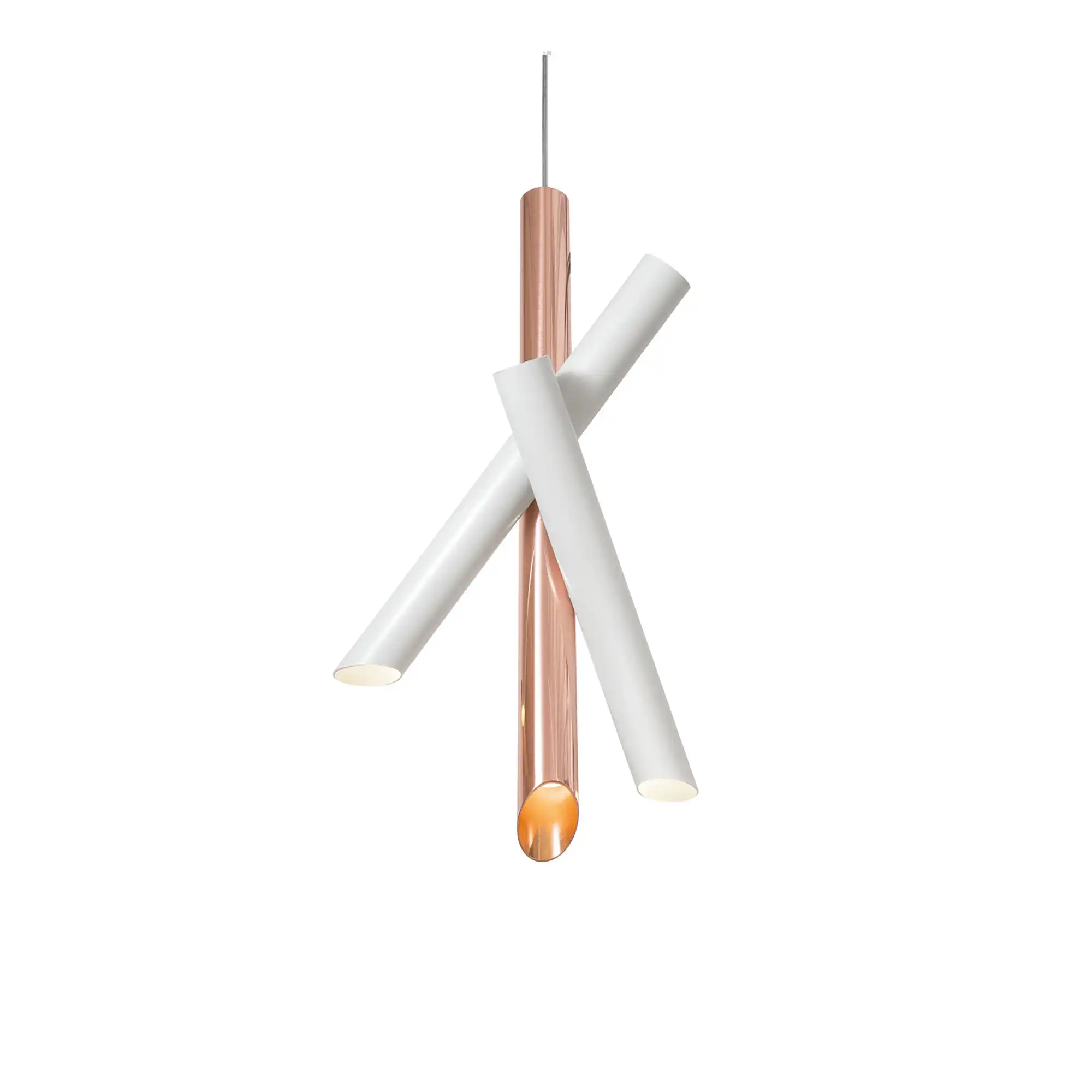 Tubes 3 Pendant, 2700K, White/Copper