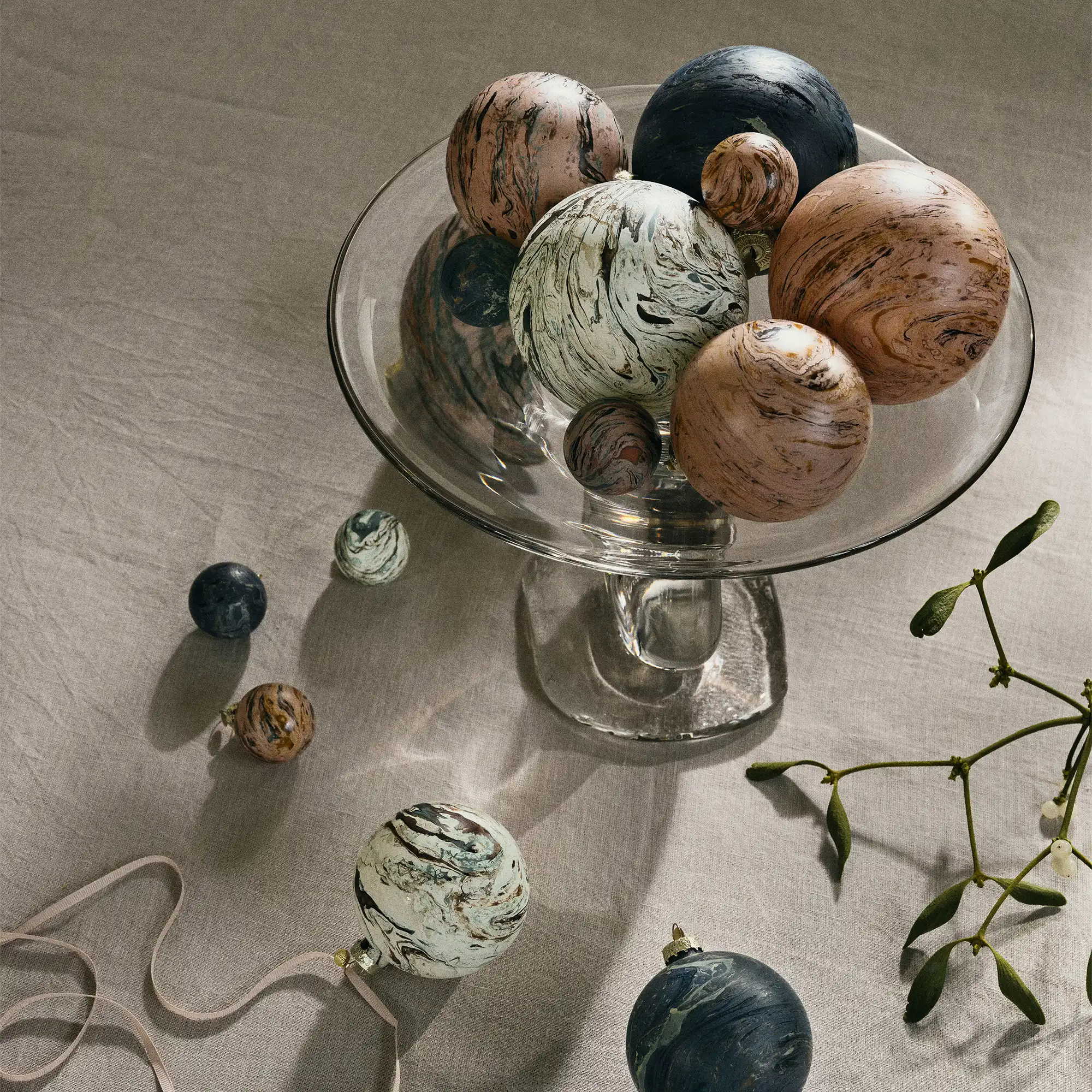 Marble Baubles S Set of 8 - Mixed