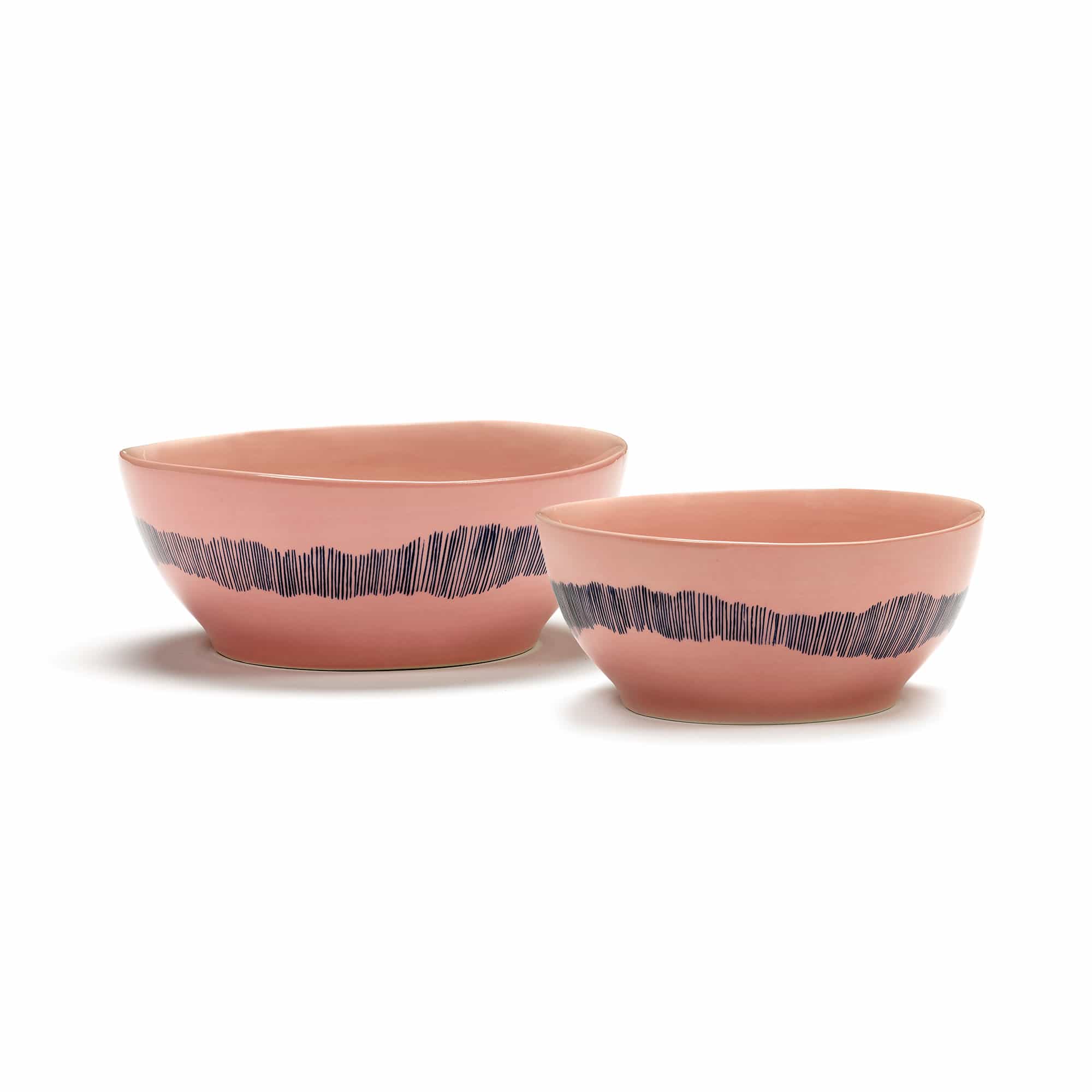 Feast Bowl - Delicious Pink Swirl-Stripes Blue