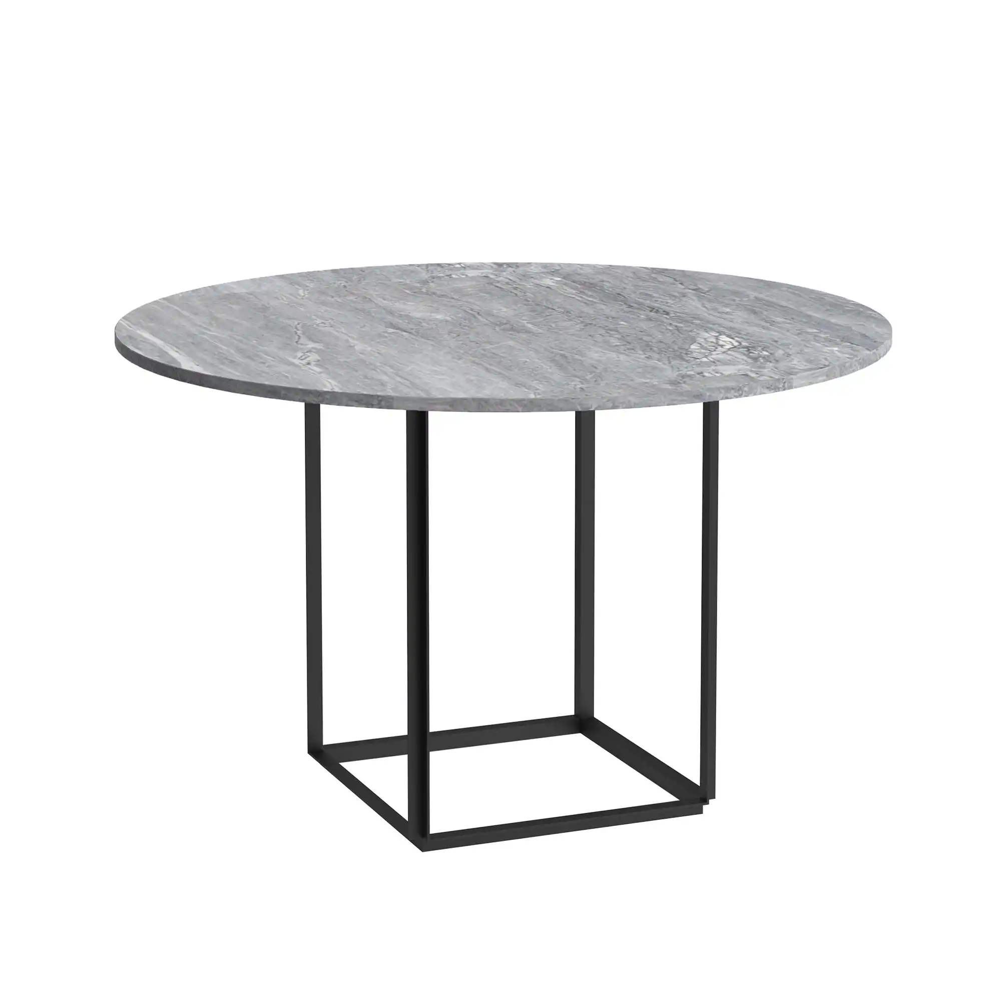 Florence Dining Table - Ø120, Skiva: Marmor - Grå Ruivina, Underrede: Svart