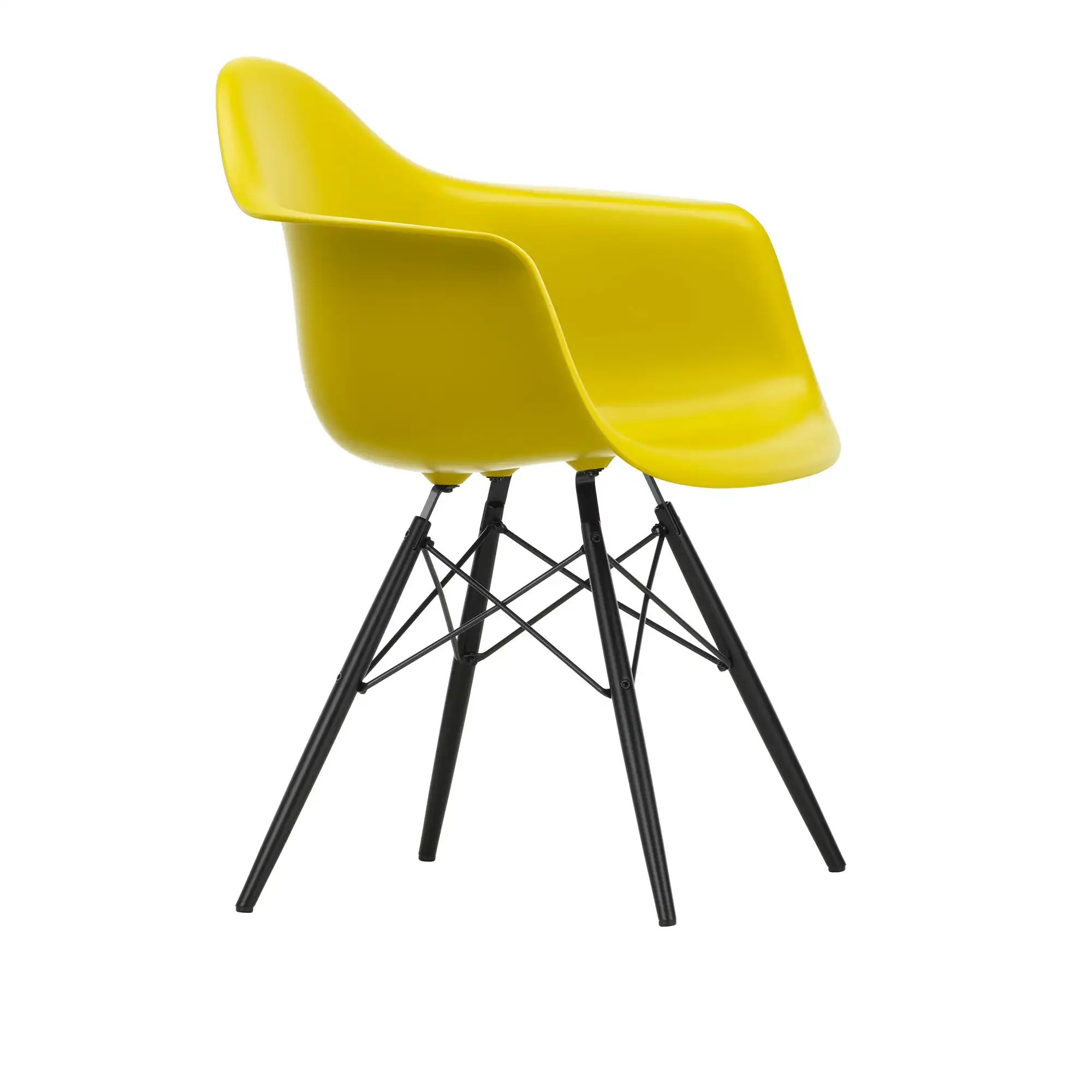 Eames Plastic Armchair DAW - 34 Mustard - Black Maple