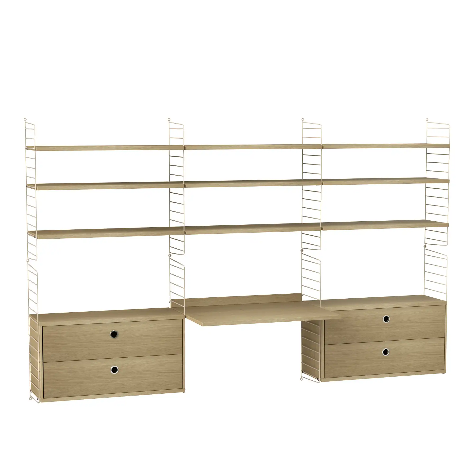 Kontor hyllesystem F eik/beige