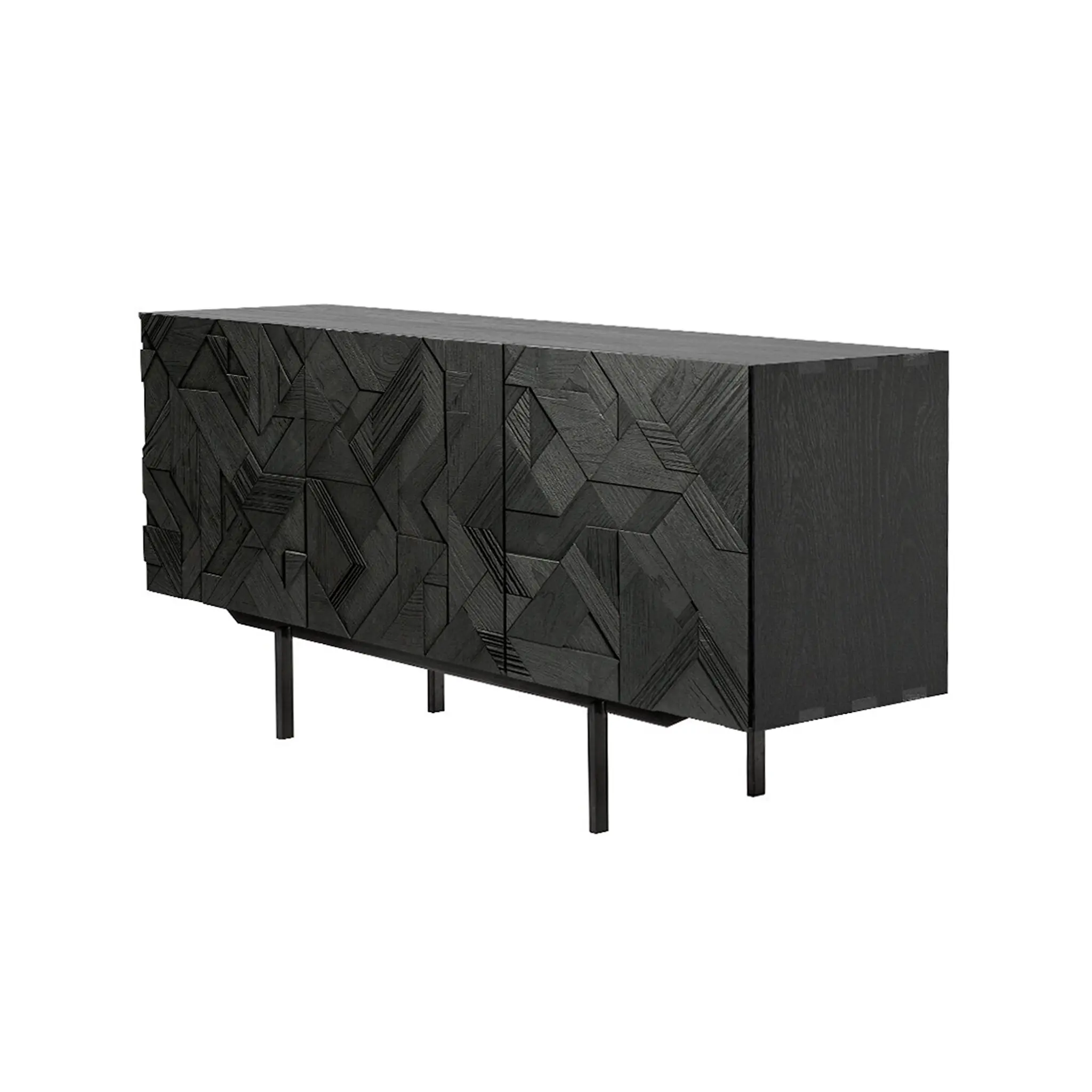 Teak Graphic Black Sideboard