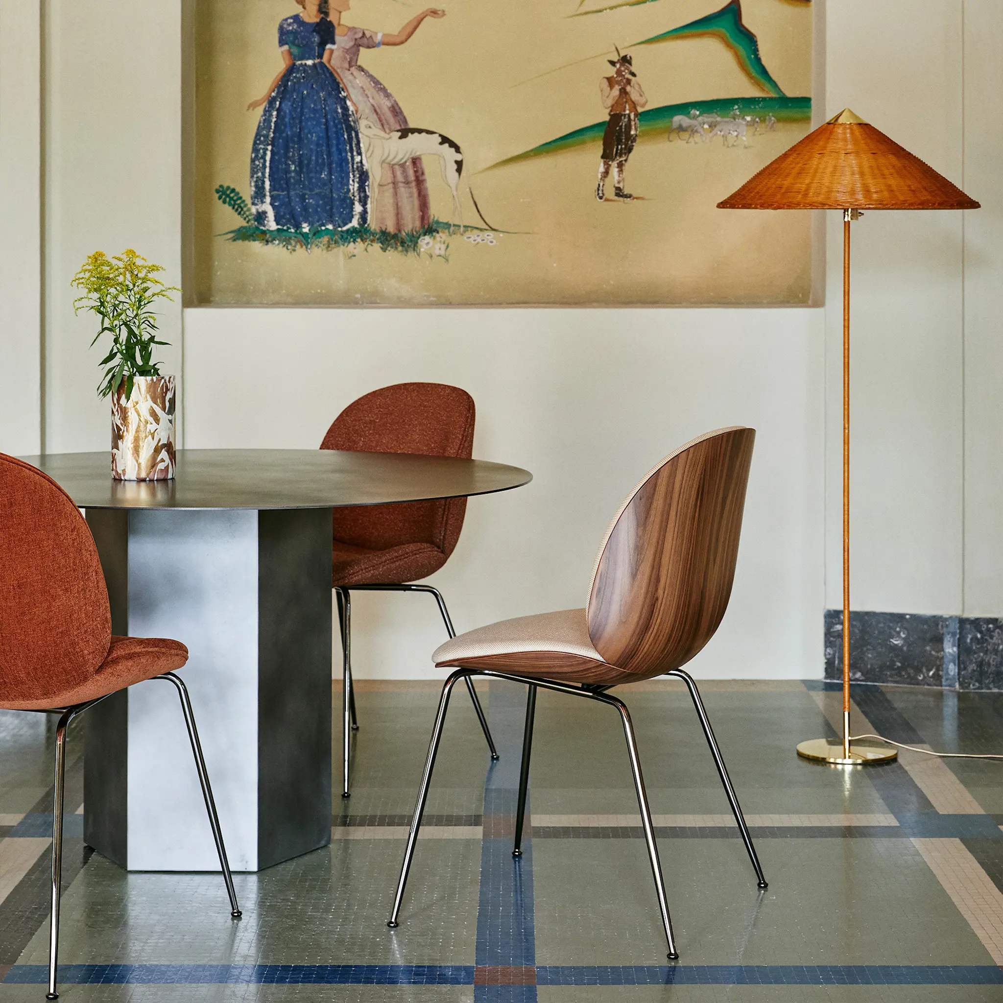 Beetle spisestuestol trukket messing