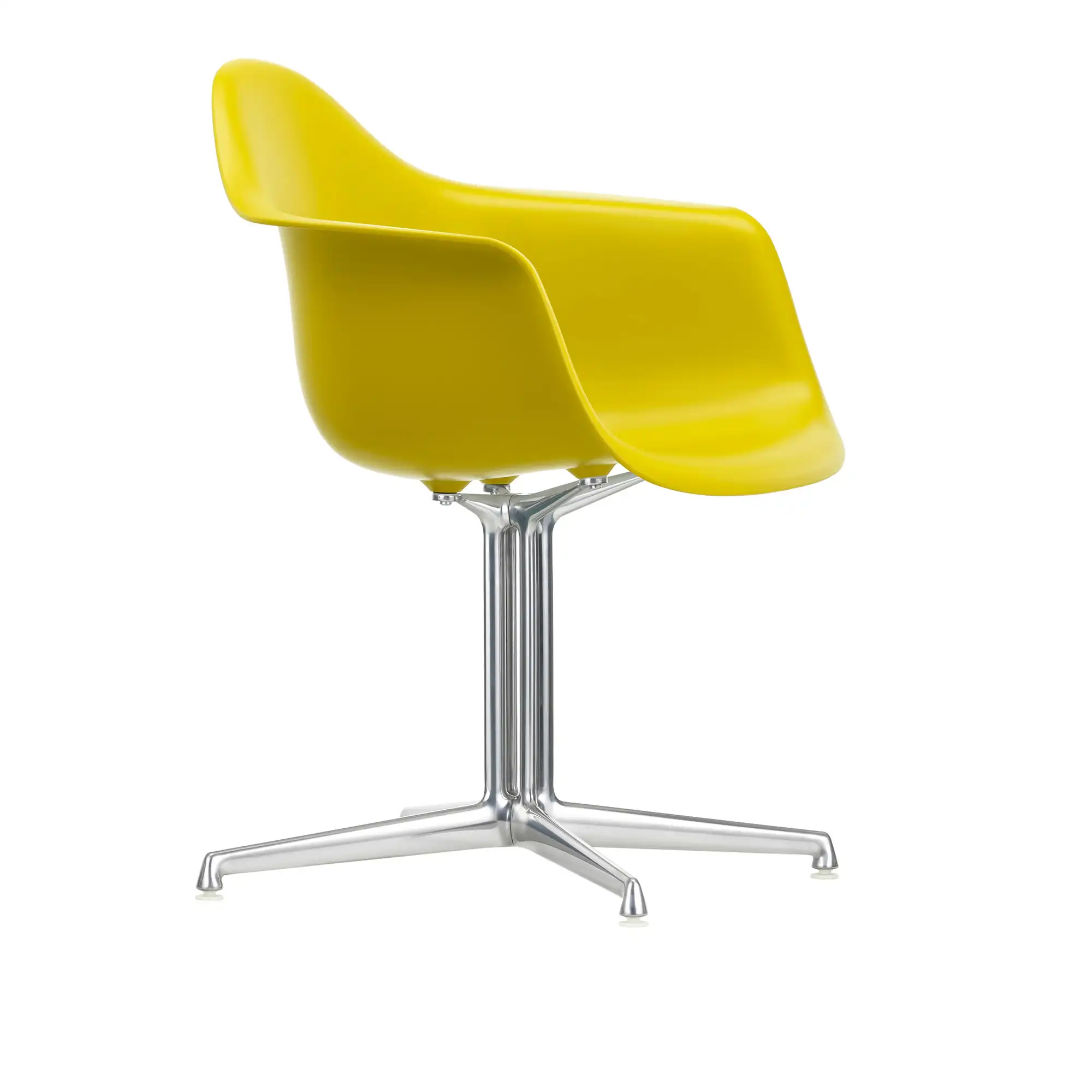Eames Plastic Armchair DAL - 34 Mustard - Aluminium Polished